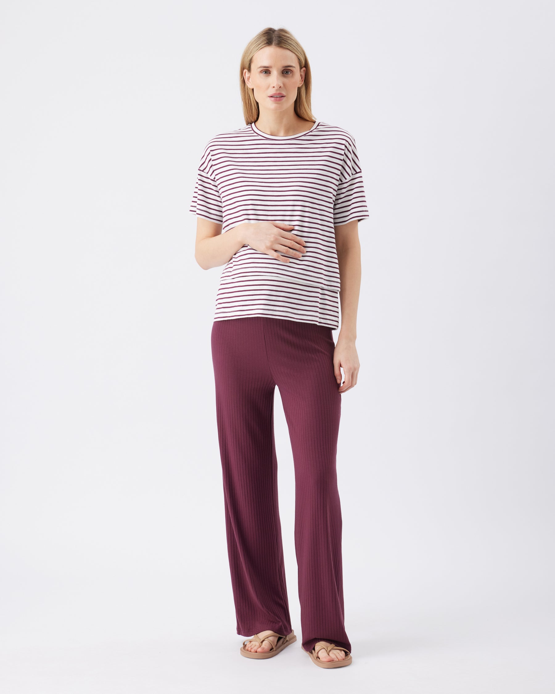 Claudette Nursing Tee White / Maroon