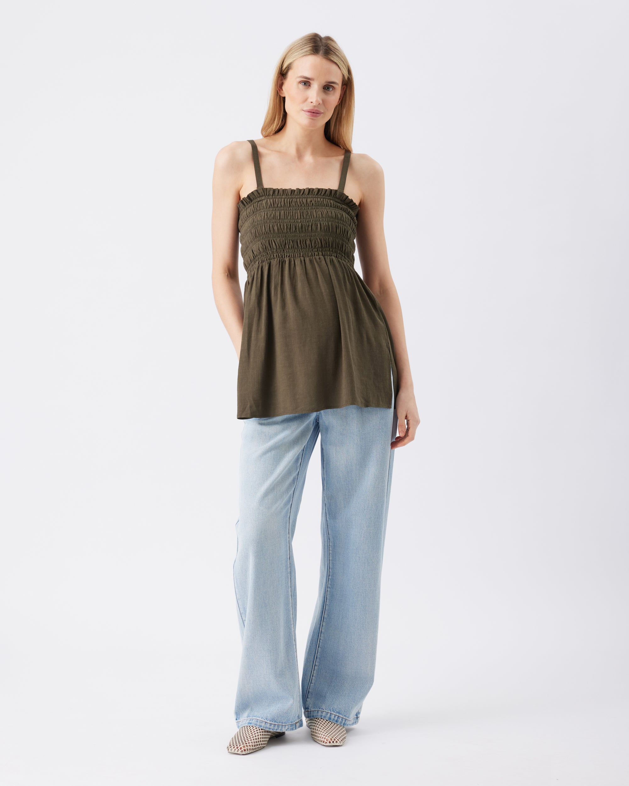 Ella Shirred Tunic Khaki