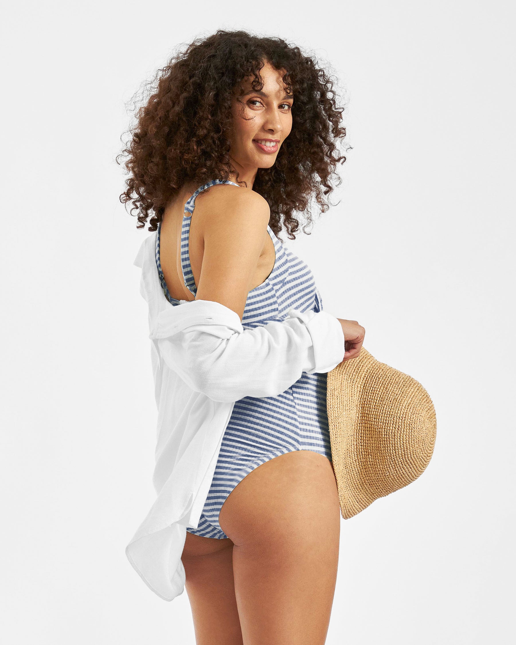 Dune Stripe One Piece Washed Indigo / White