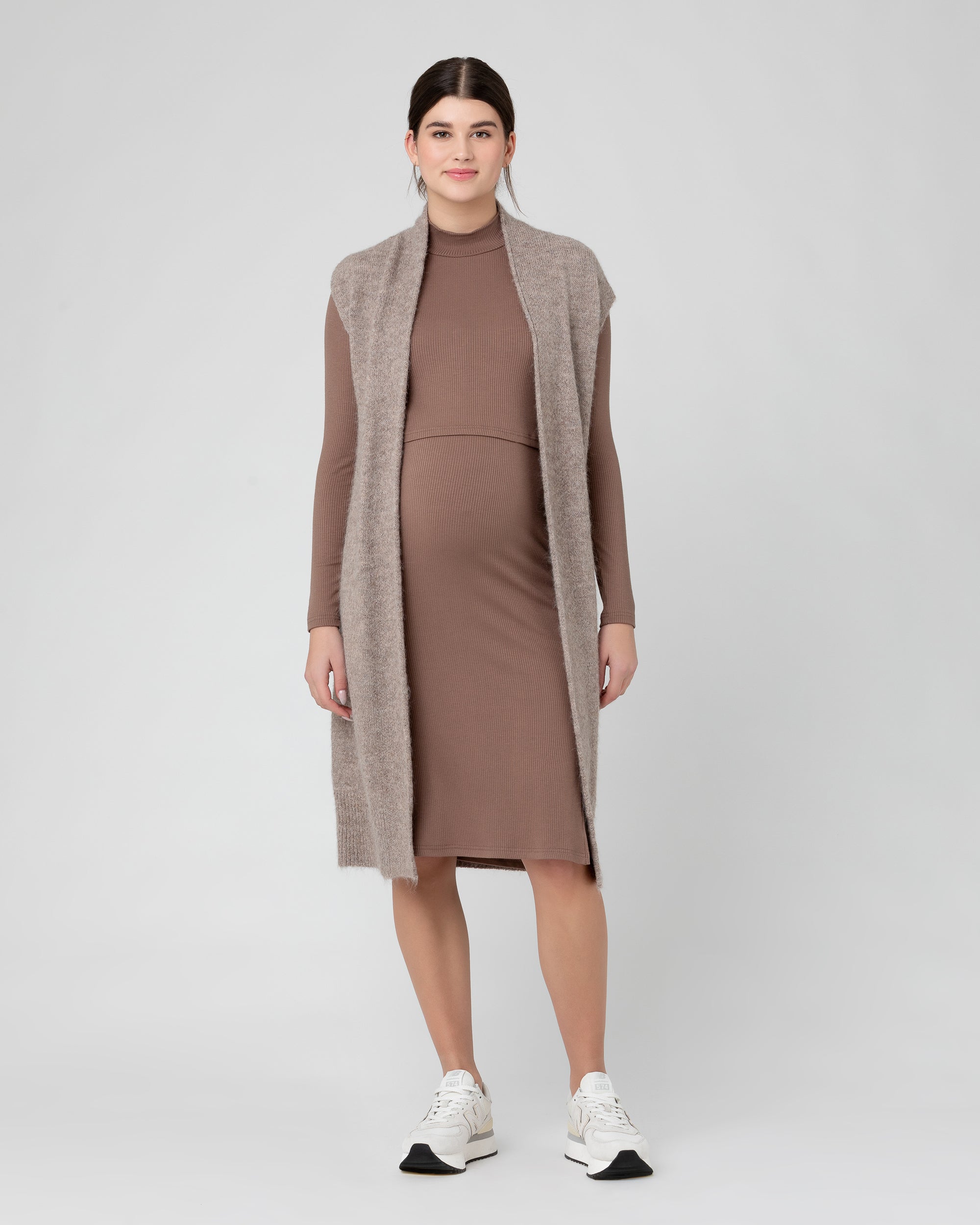 Ruby Rib Nursing Dress Mocha