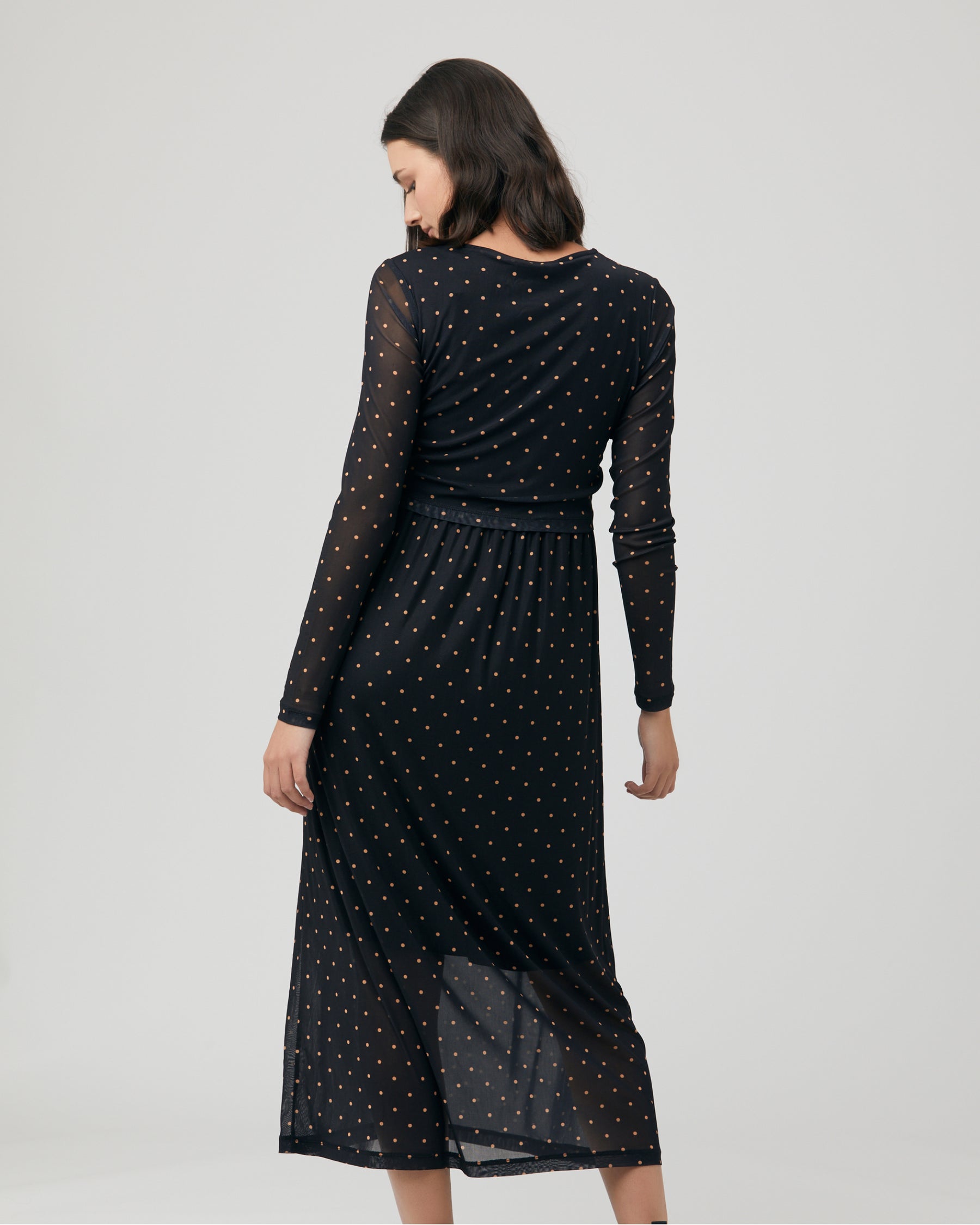 Dot Nursing Dress Black