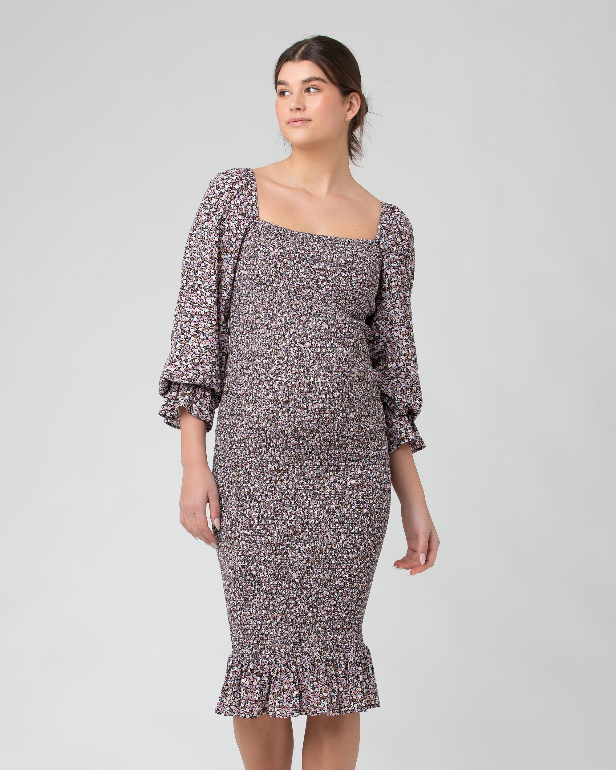 Willow Shirred Dress Black