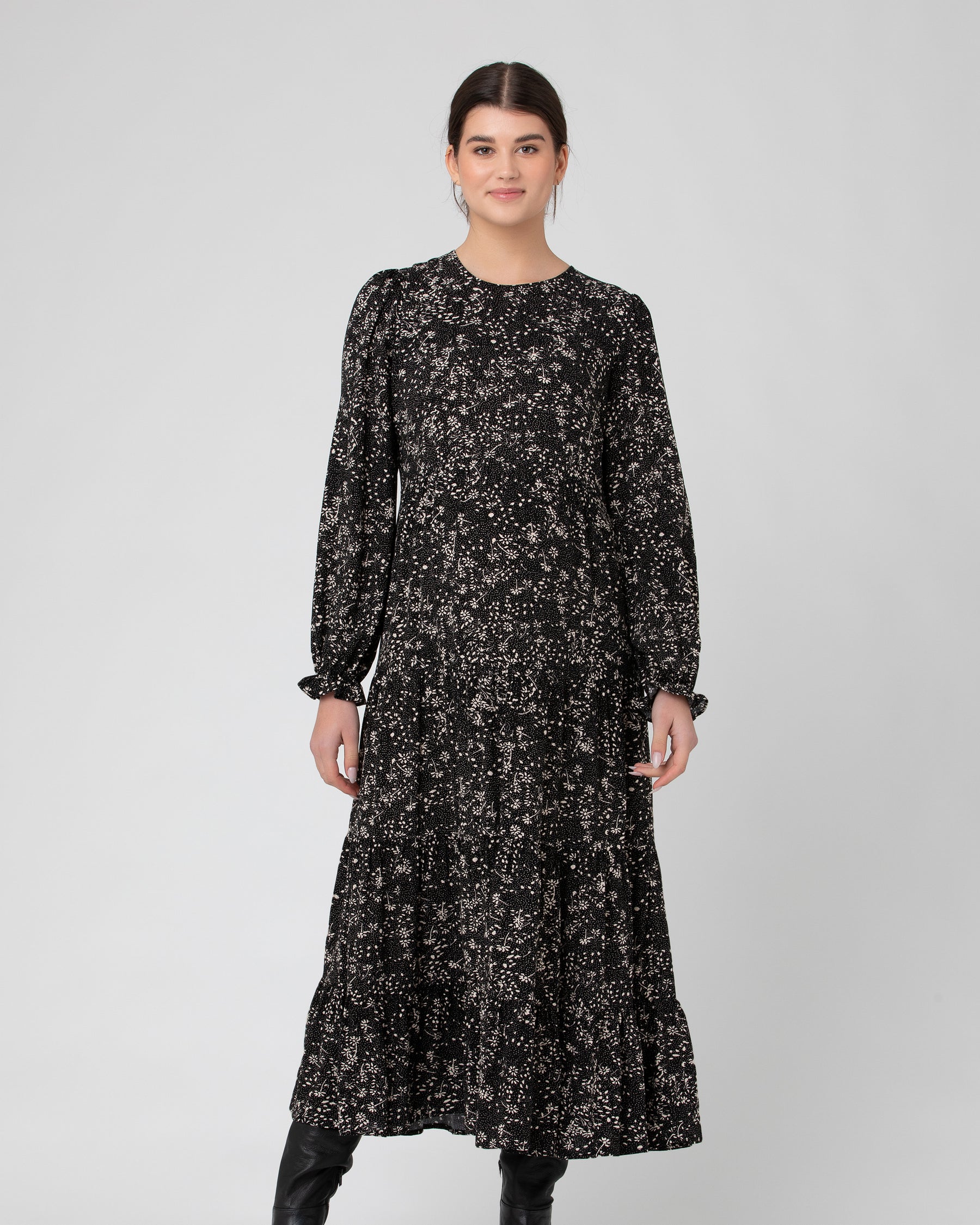 Trixie Tiered Dress Black / Natural