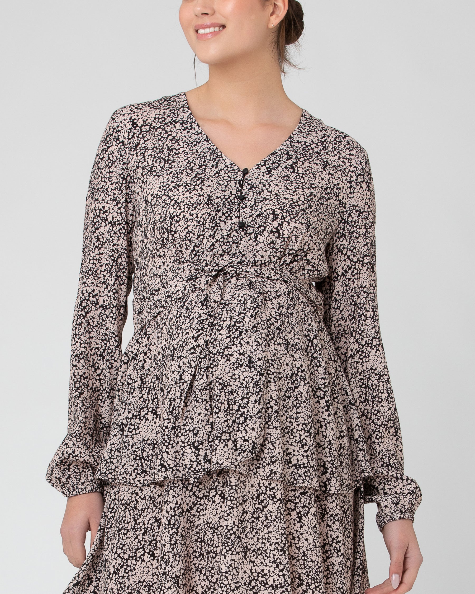 Florence Layered Dress Black / Dusty Pink