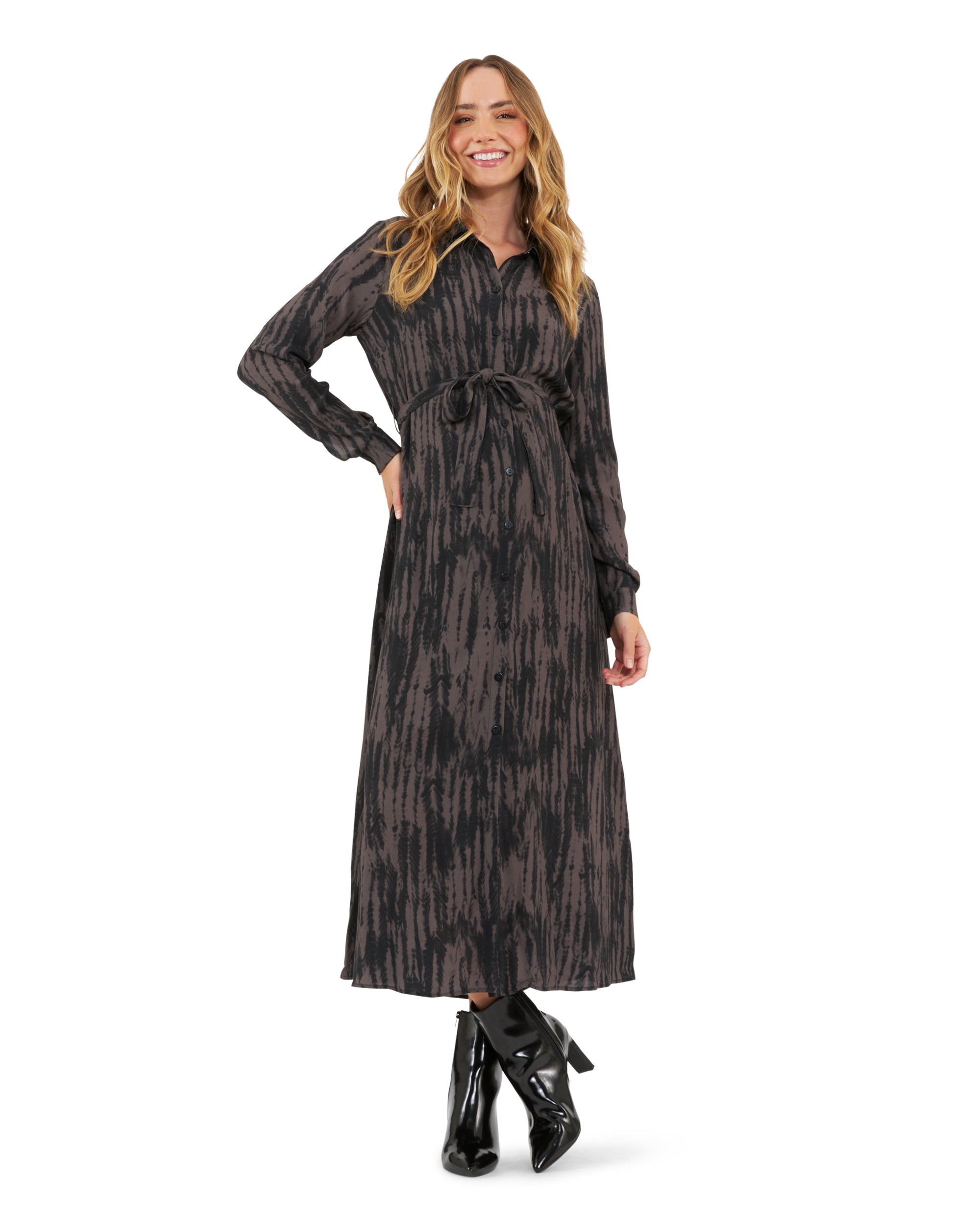 Sylvia Shirt Dress Mocha / Black