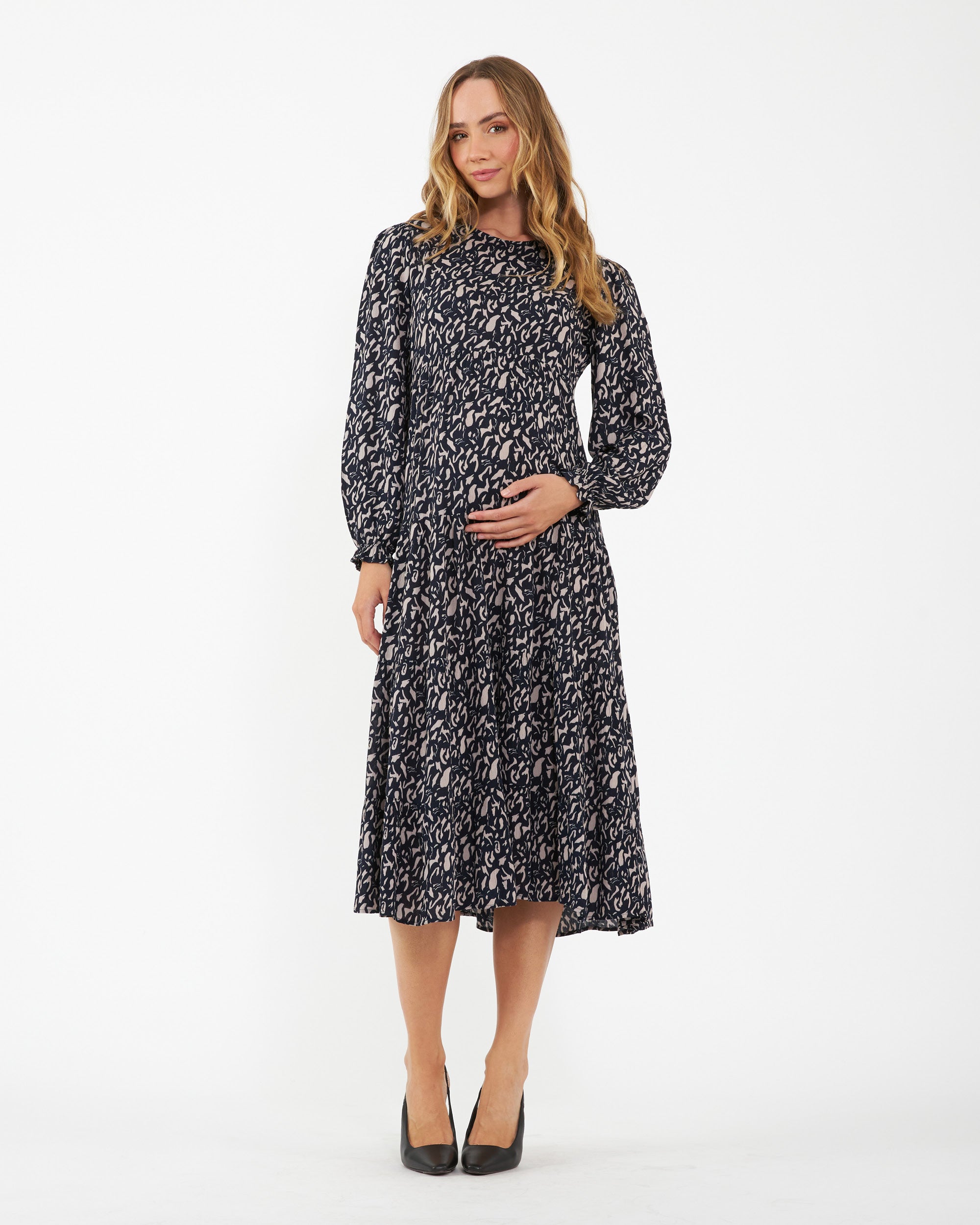 Izzie Tiered Dress Midnight / Mocha