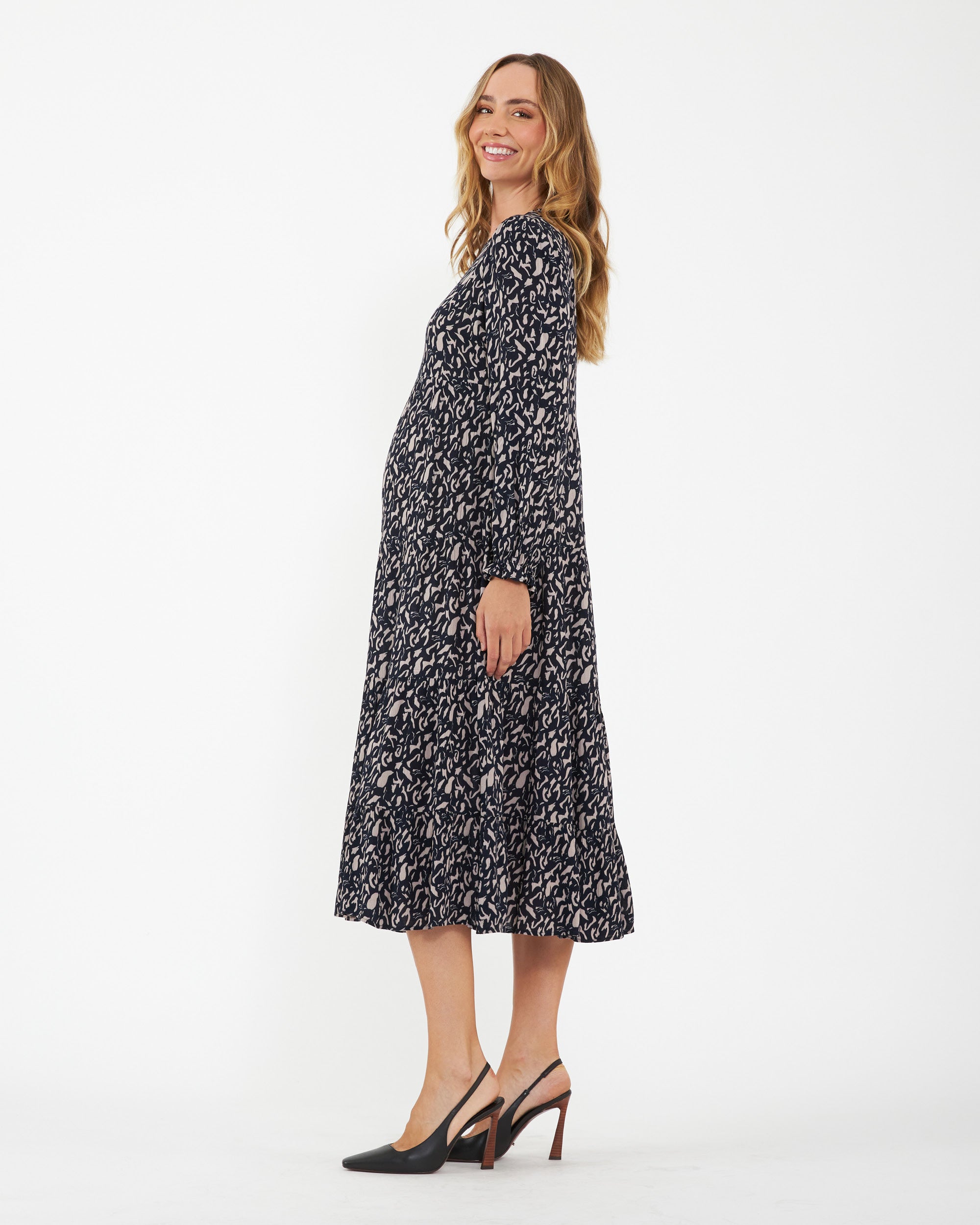 Izzie Tiered Dress Midnight / Mocha
