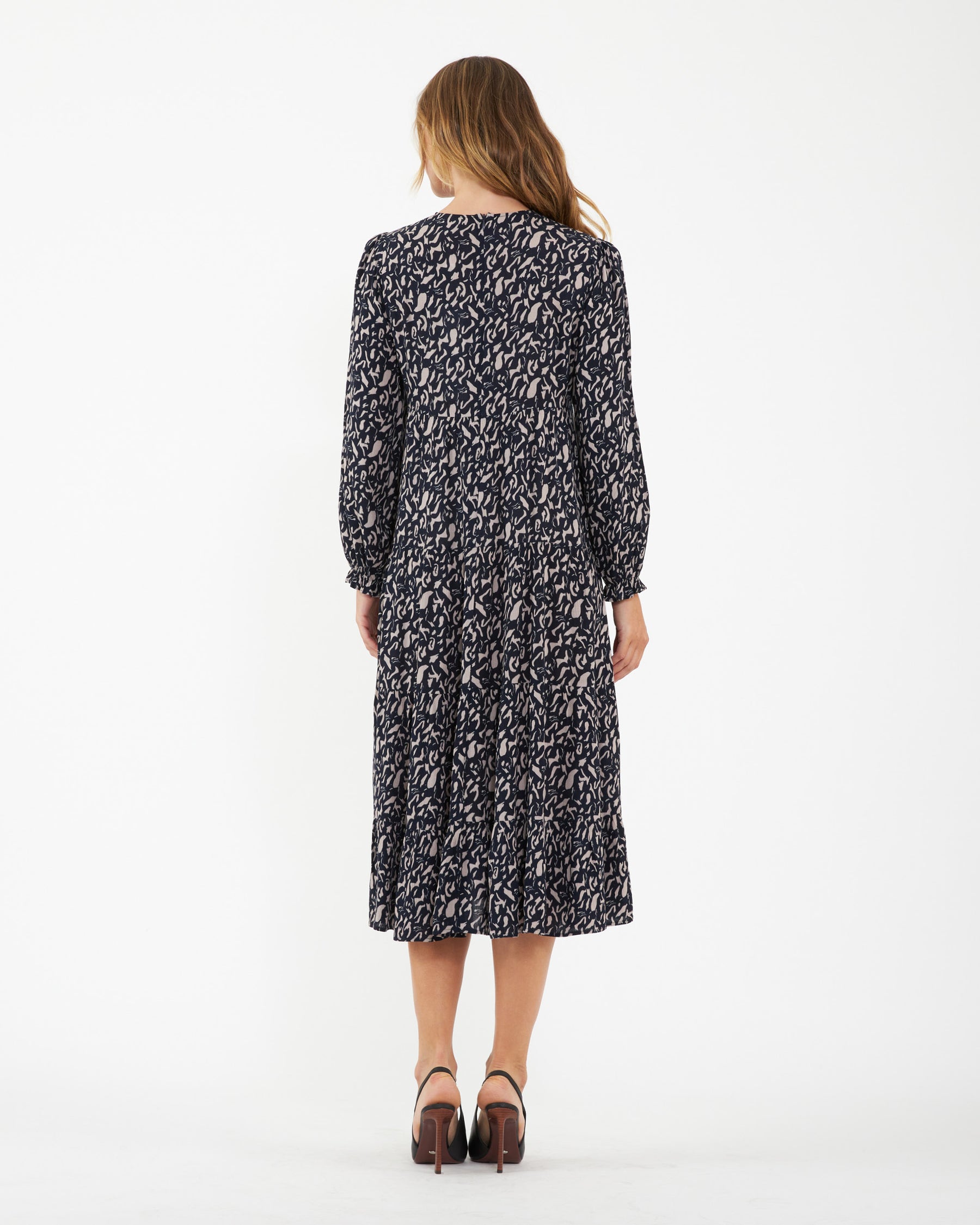 Izzie Tiered Dress Midnight / Mocha