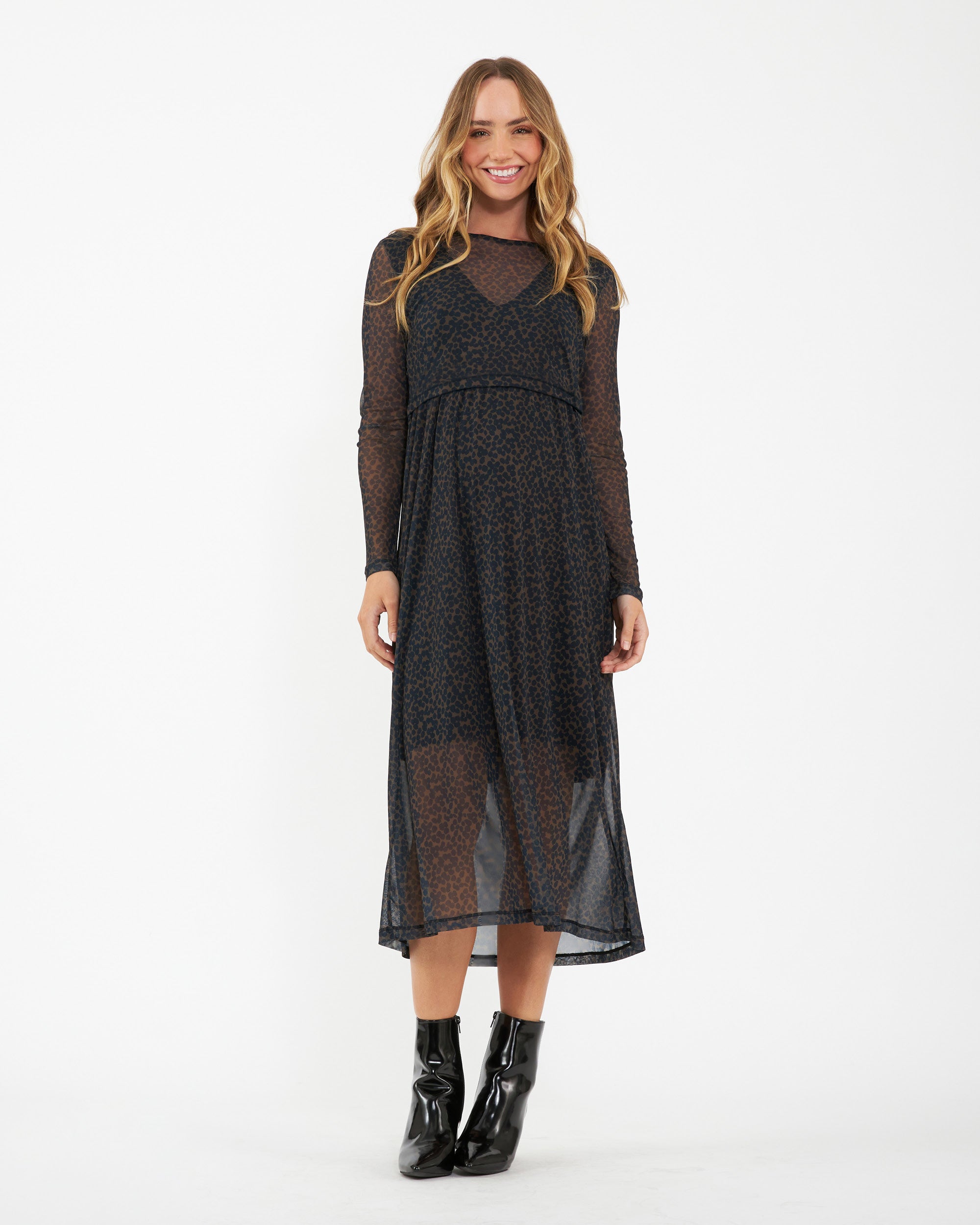 Jen Nursing Dress Brown / Black