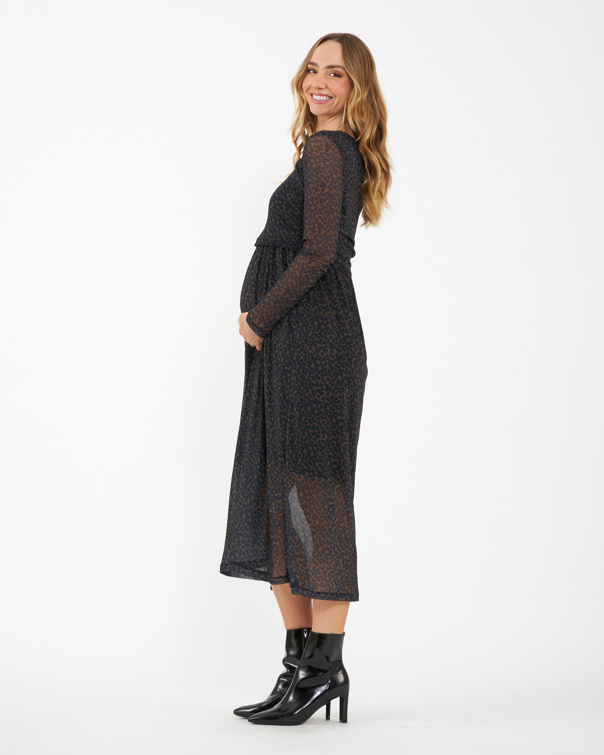 Jen Nursing Dress Brown / Black