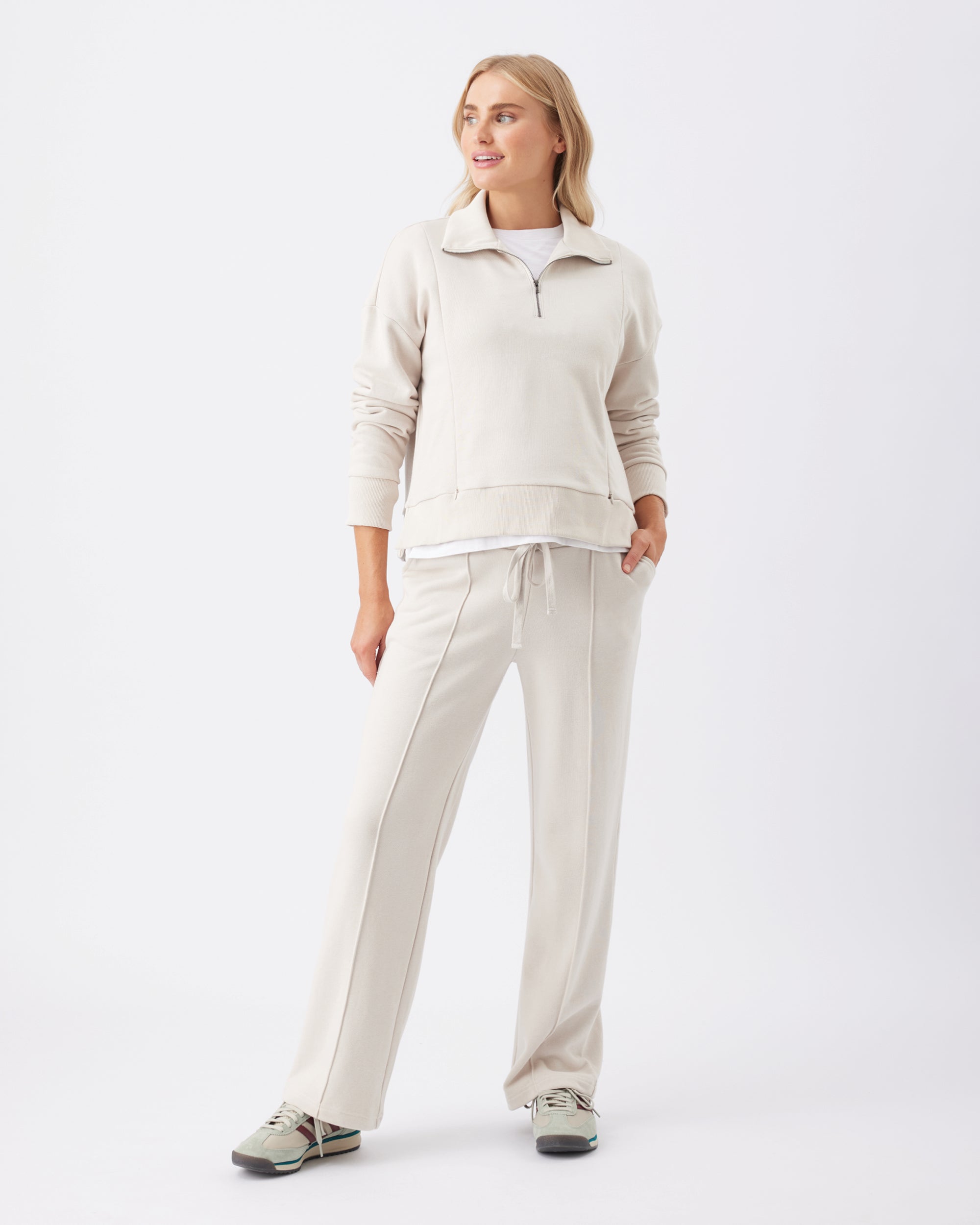 Terry Wide Leg Jogger Chalk