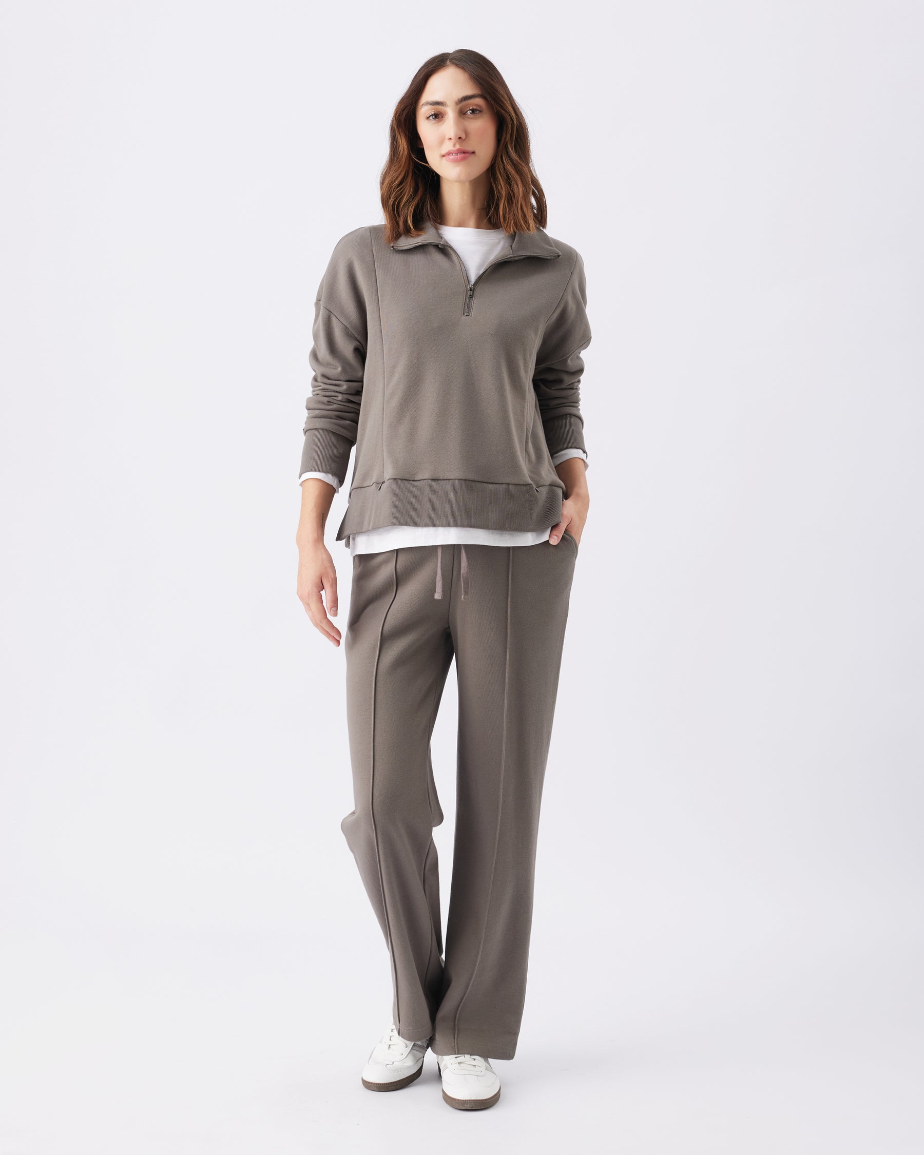 Terry Wide Leg Jogger Earth