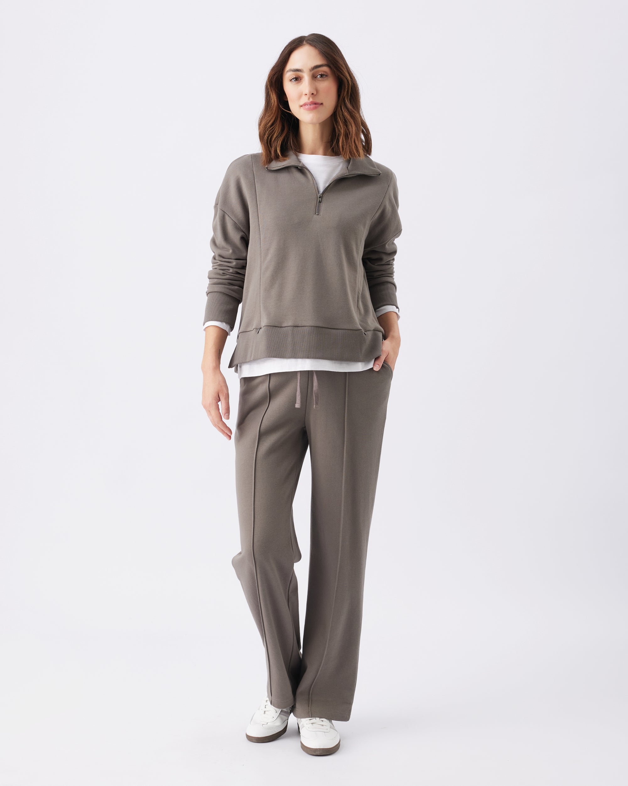 Terry Wide Leg Jogger Earth