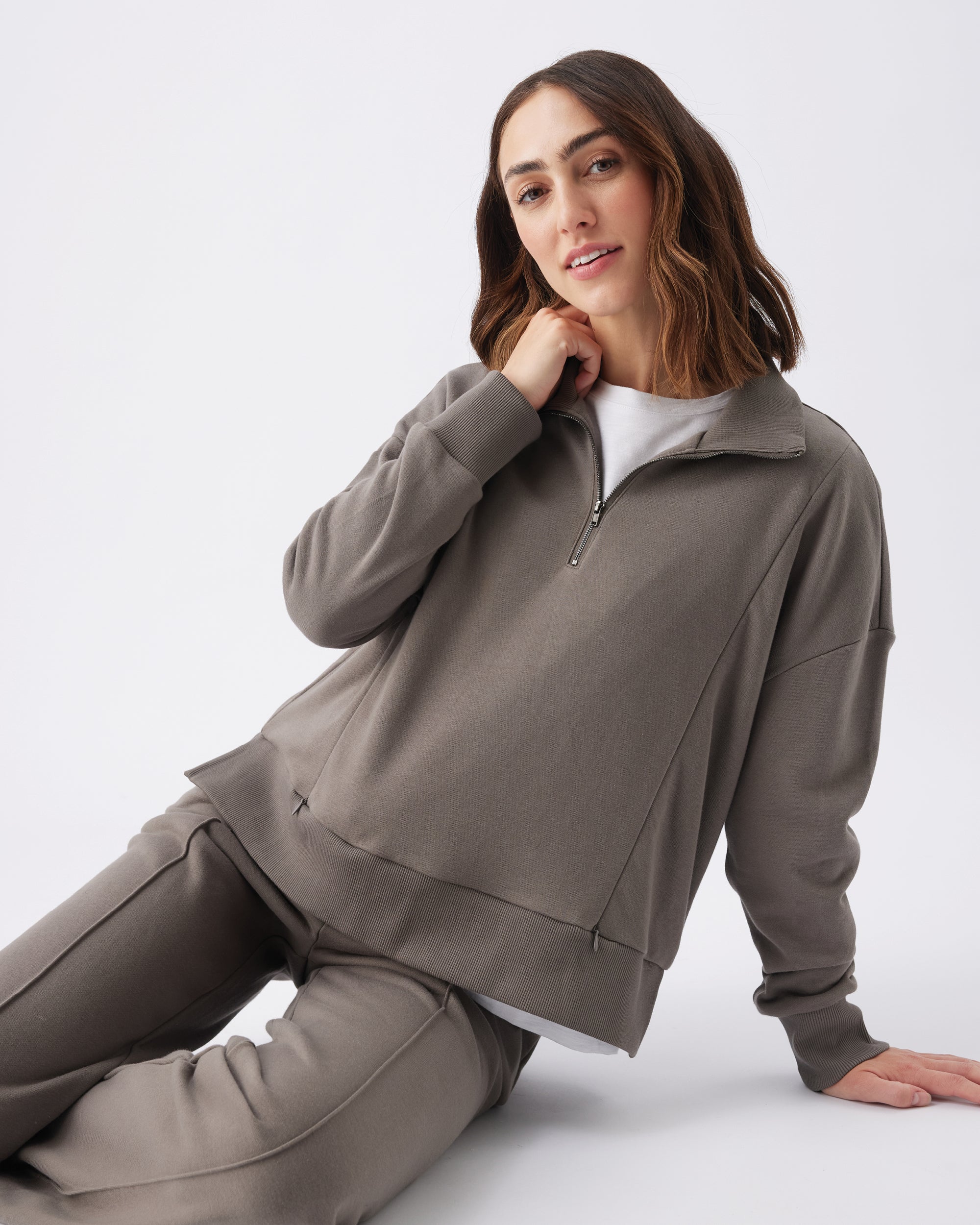 Terry Wide Leg Jogger Earth