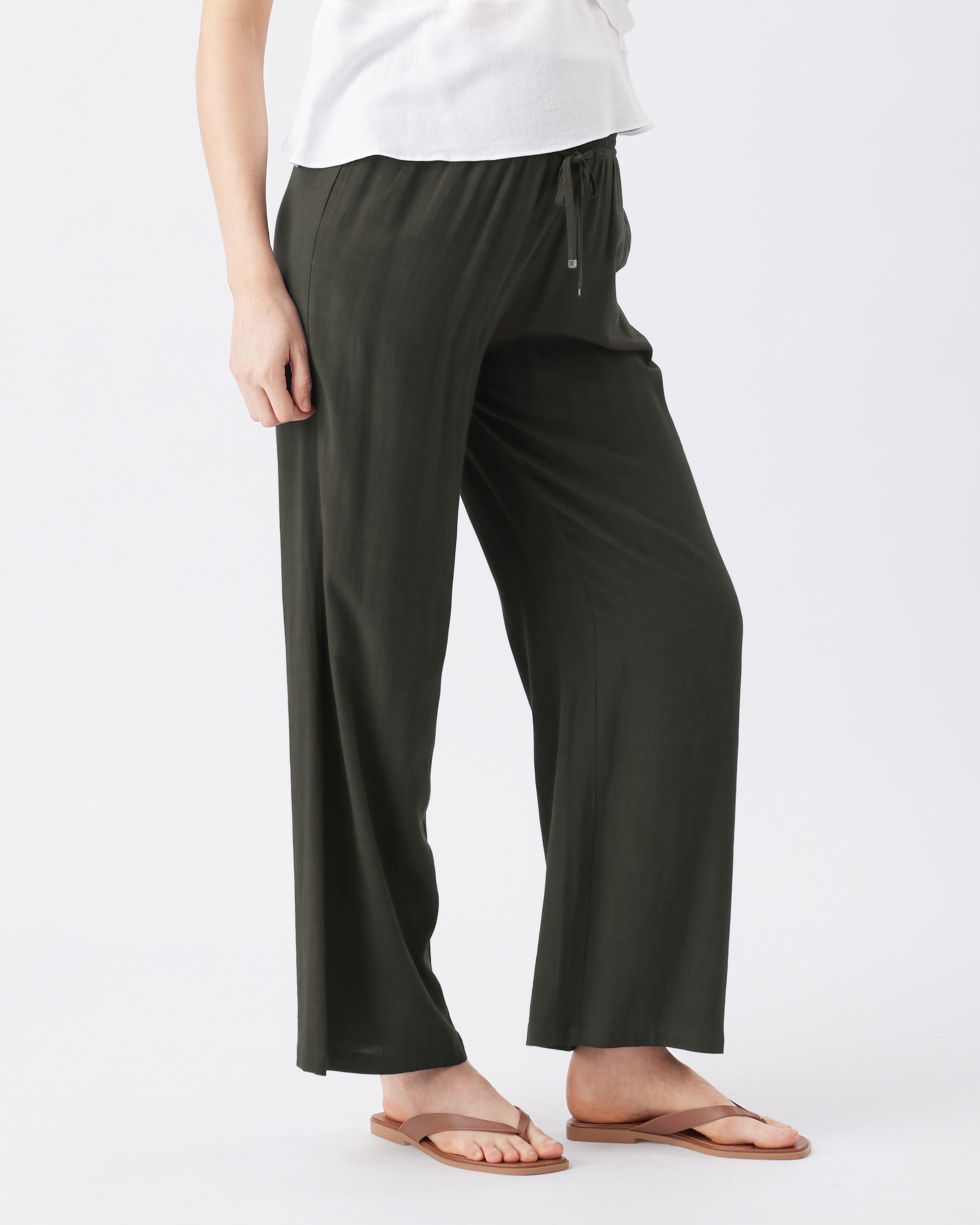 Wide Leg Tencel Pant Olive