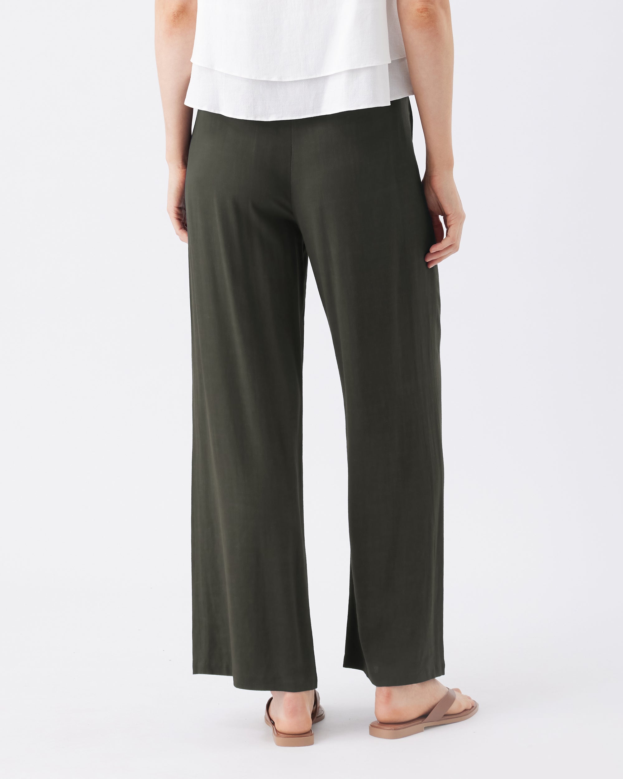 Wide Leg Tencel Pant Olive