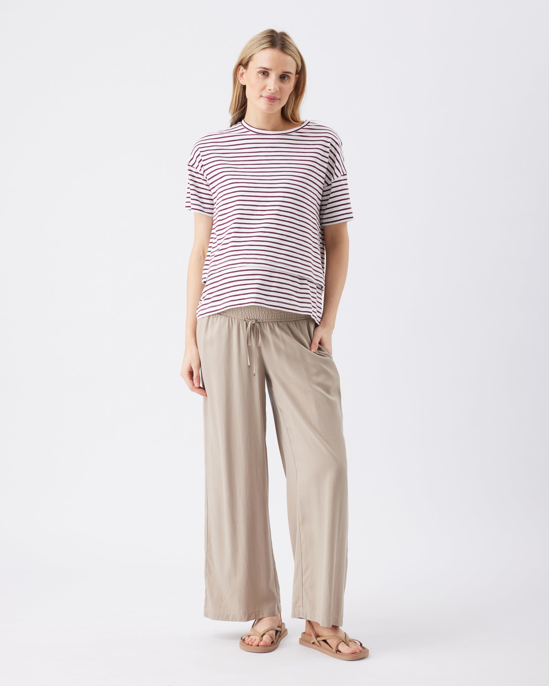 Wide Leg Tencel Pant Taupe