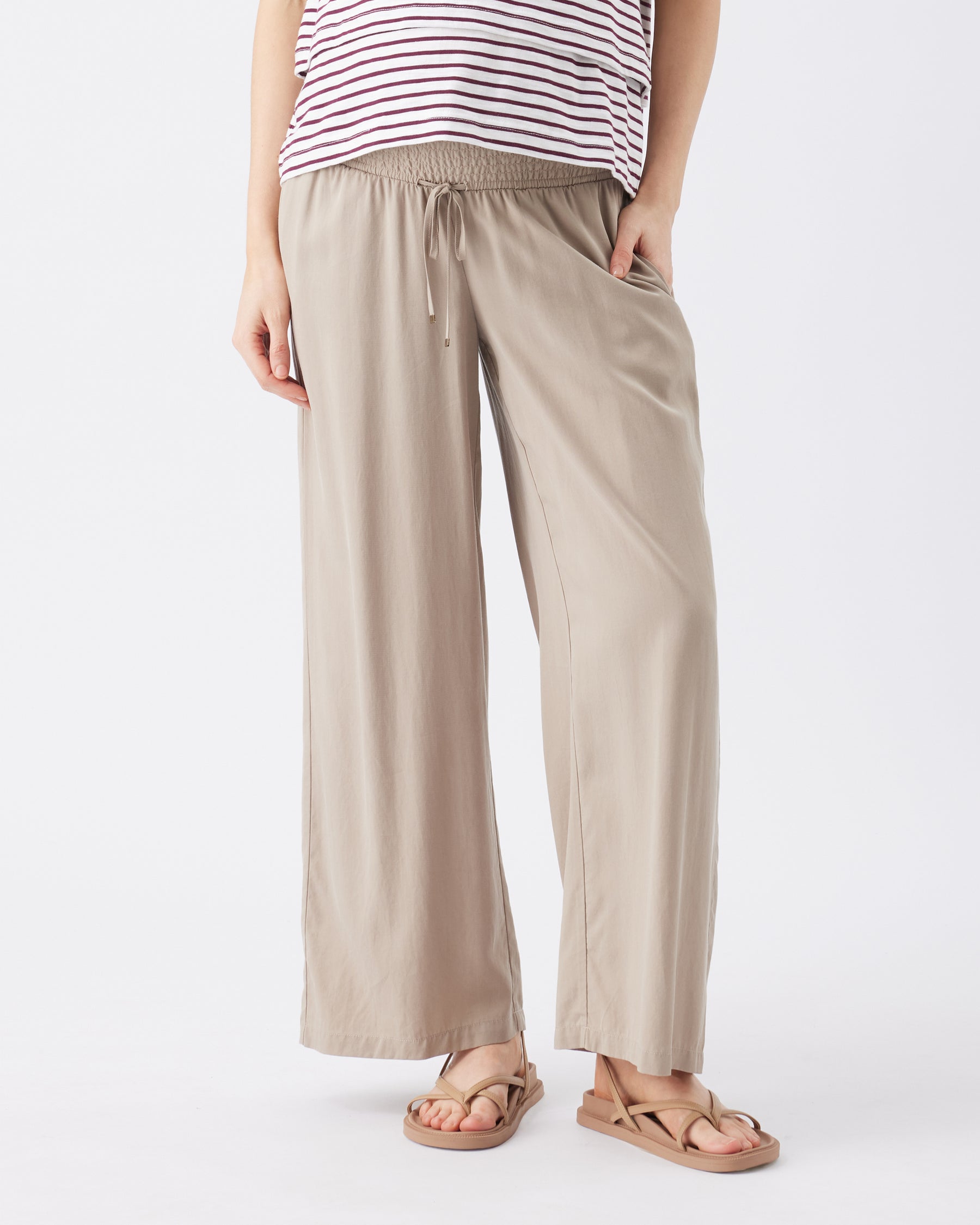 Wide Leg Tencel Pant Taupe
