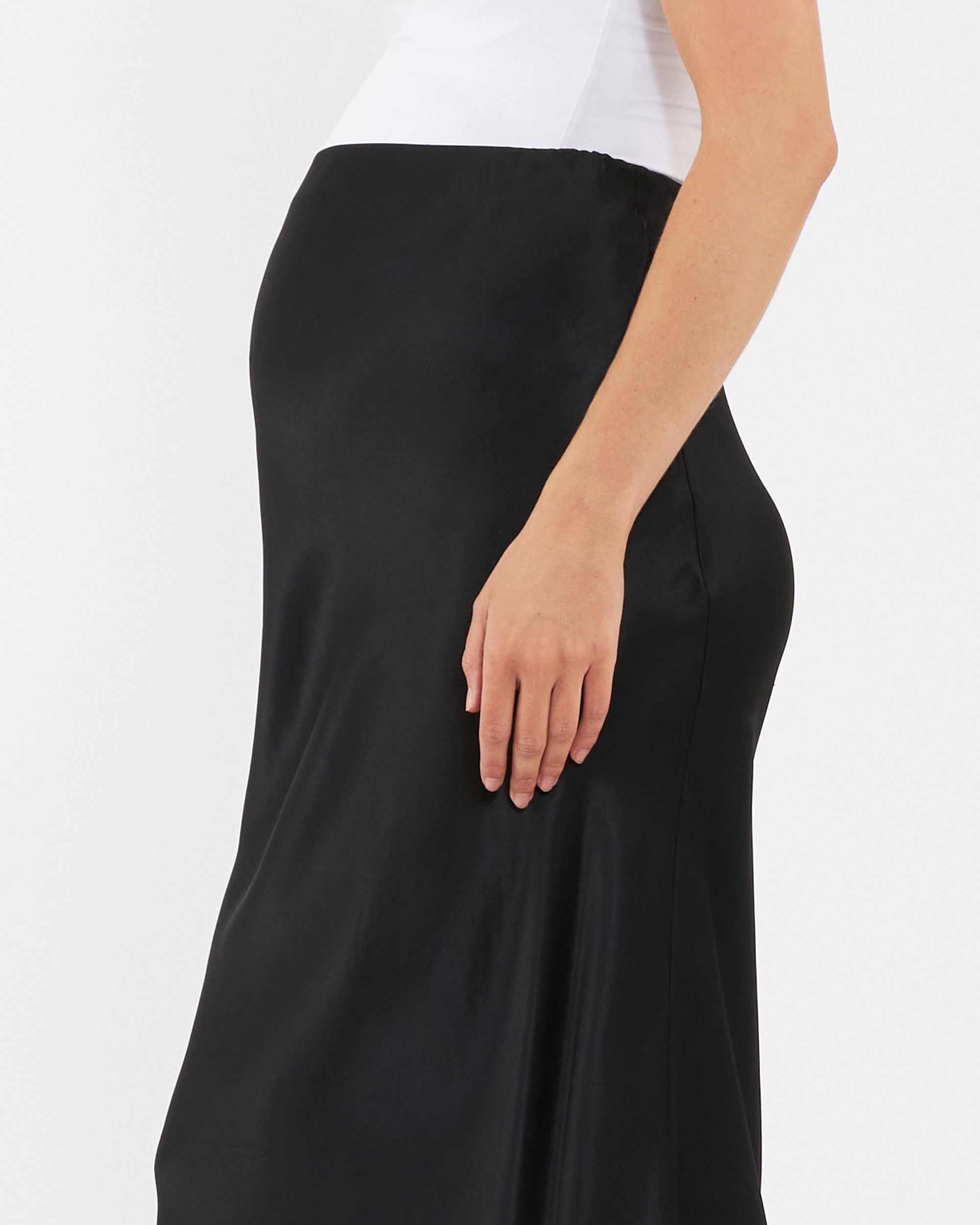 Crystal Satin Skirt Black