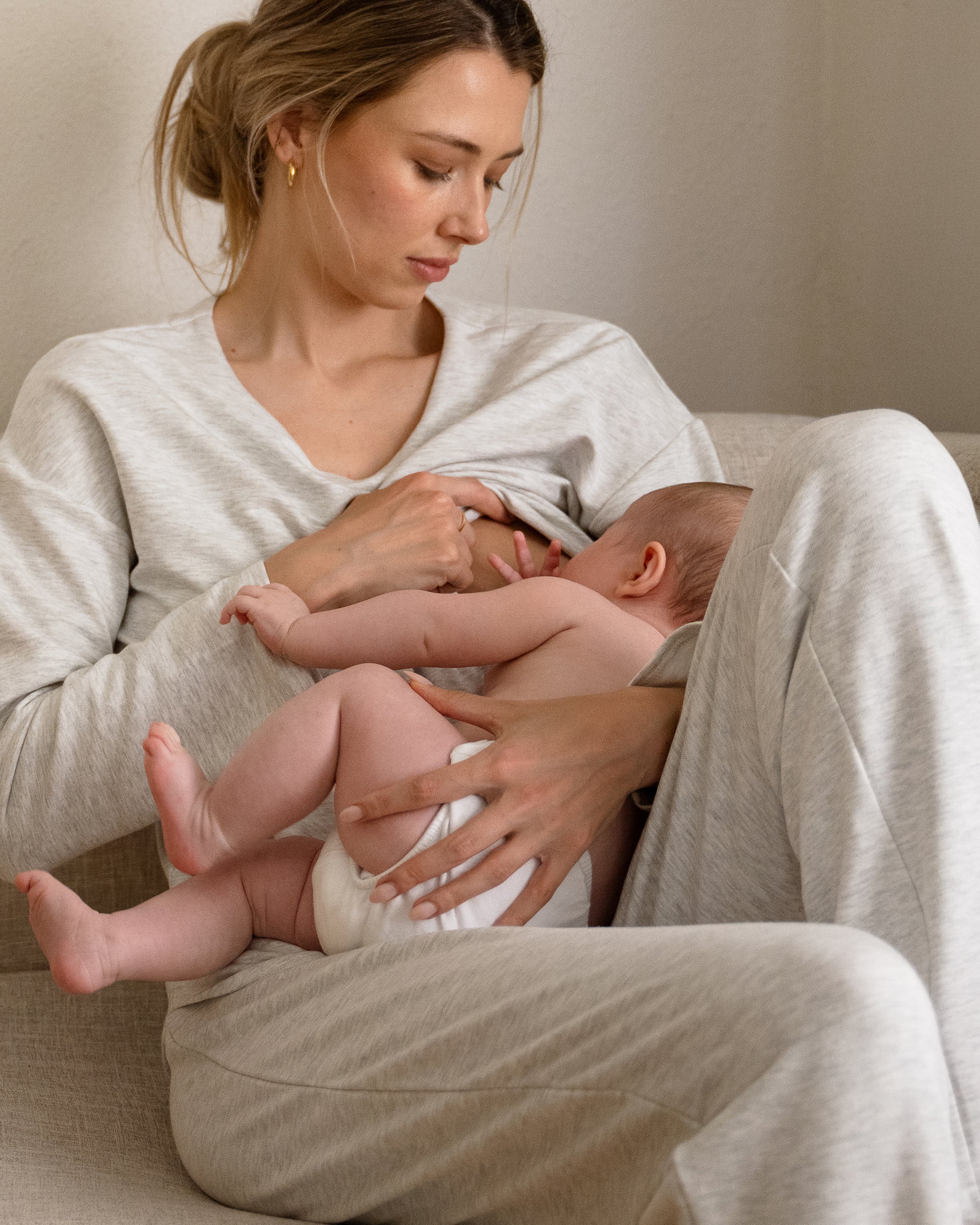 Super Soft Nursing Top - Silver Marle