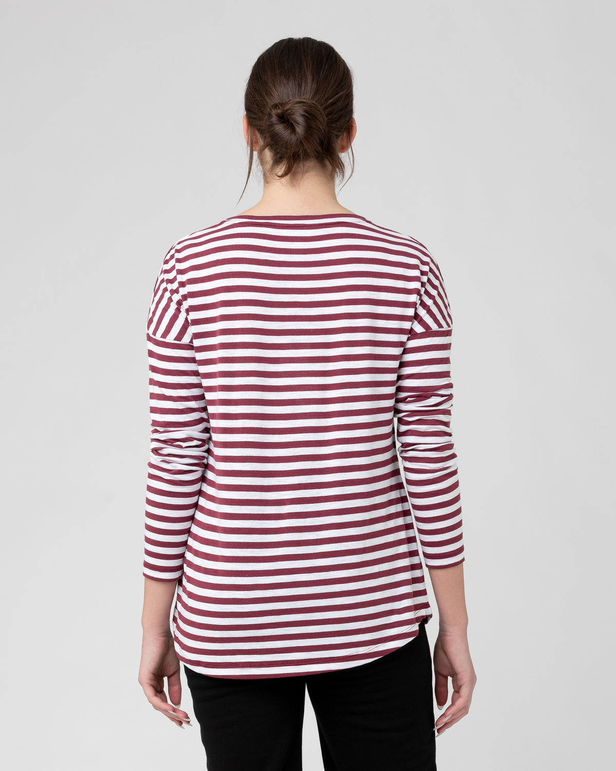 Lionel Long Sleeve Nursing Tee Maroon / White