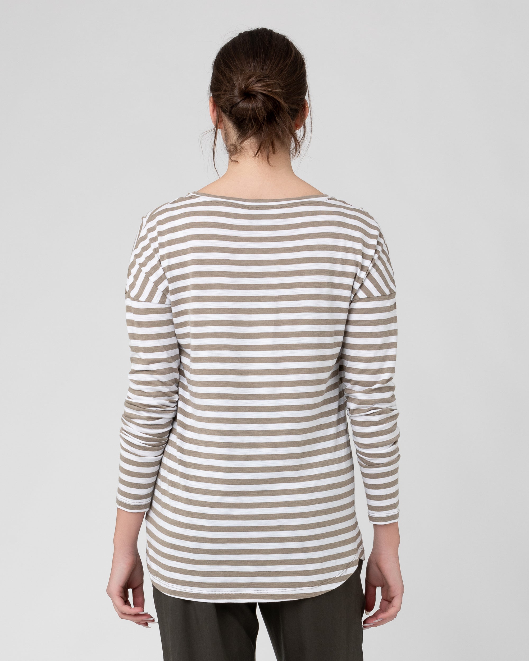 Lionel Long Sleeve Nursing Tee Olive / White