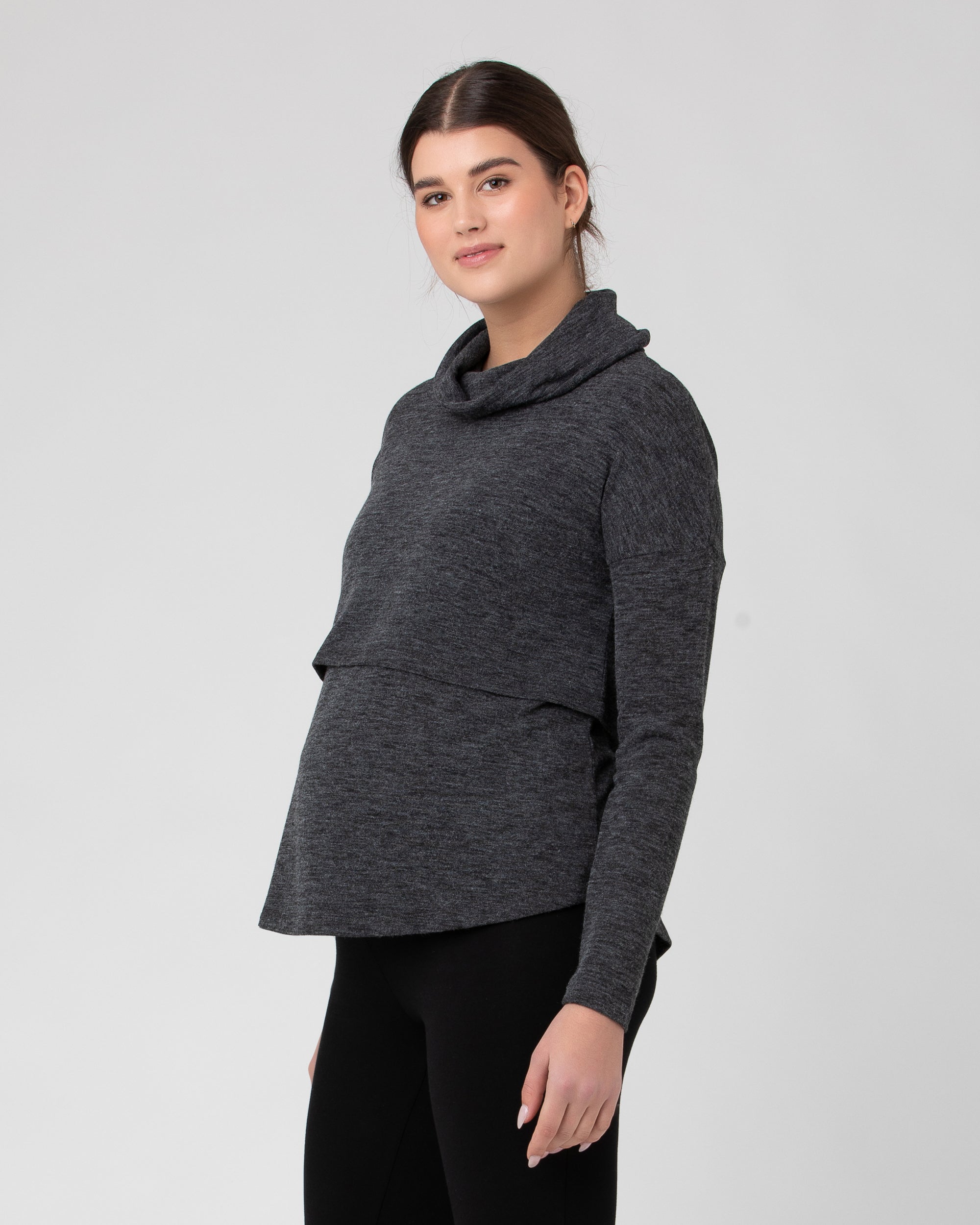 Cameron Roll Neck Nursing Top  Dark Charcoal