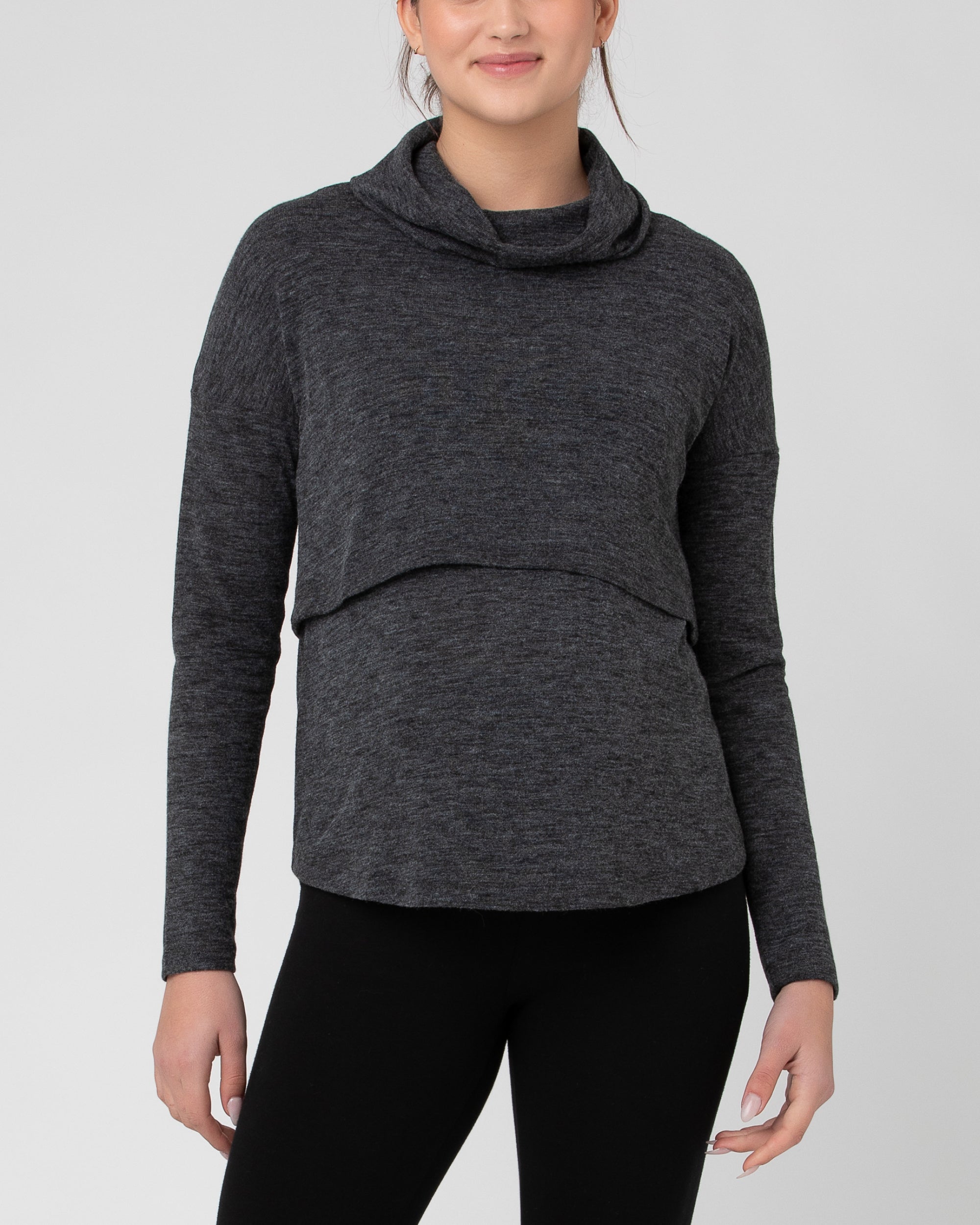 Cameron Roll Neck Nursing Top Dark Charcoal