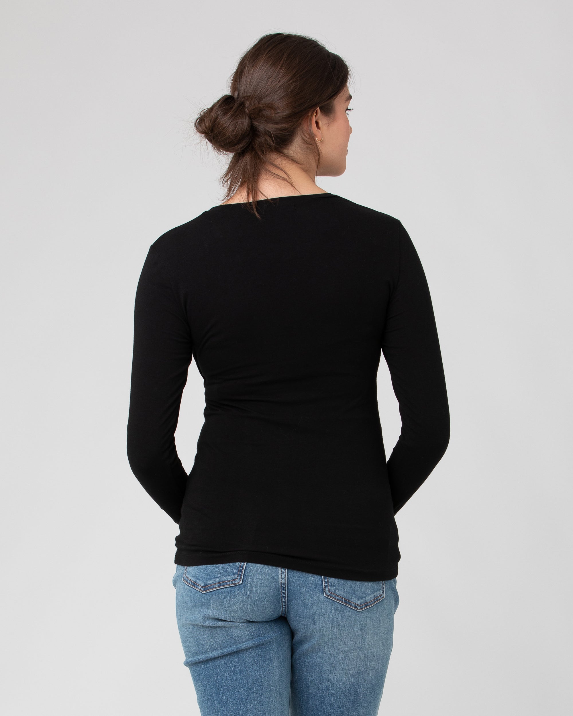 Org Cotton Nursing Top. Black
