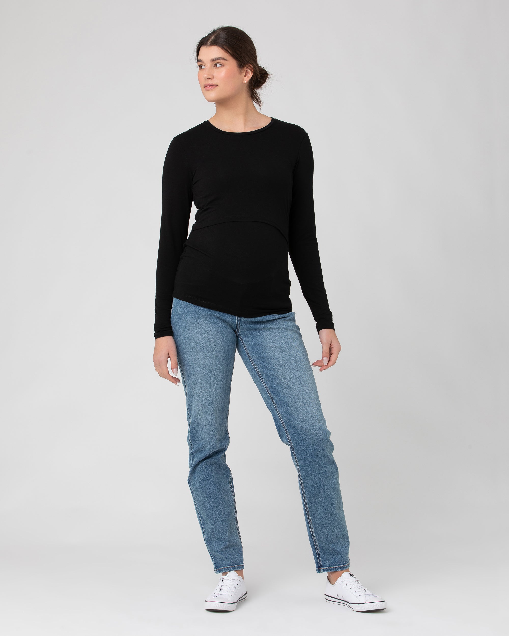 Org Cotton Nursing Top. Black
