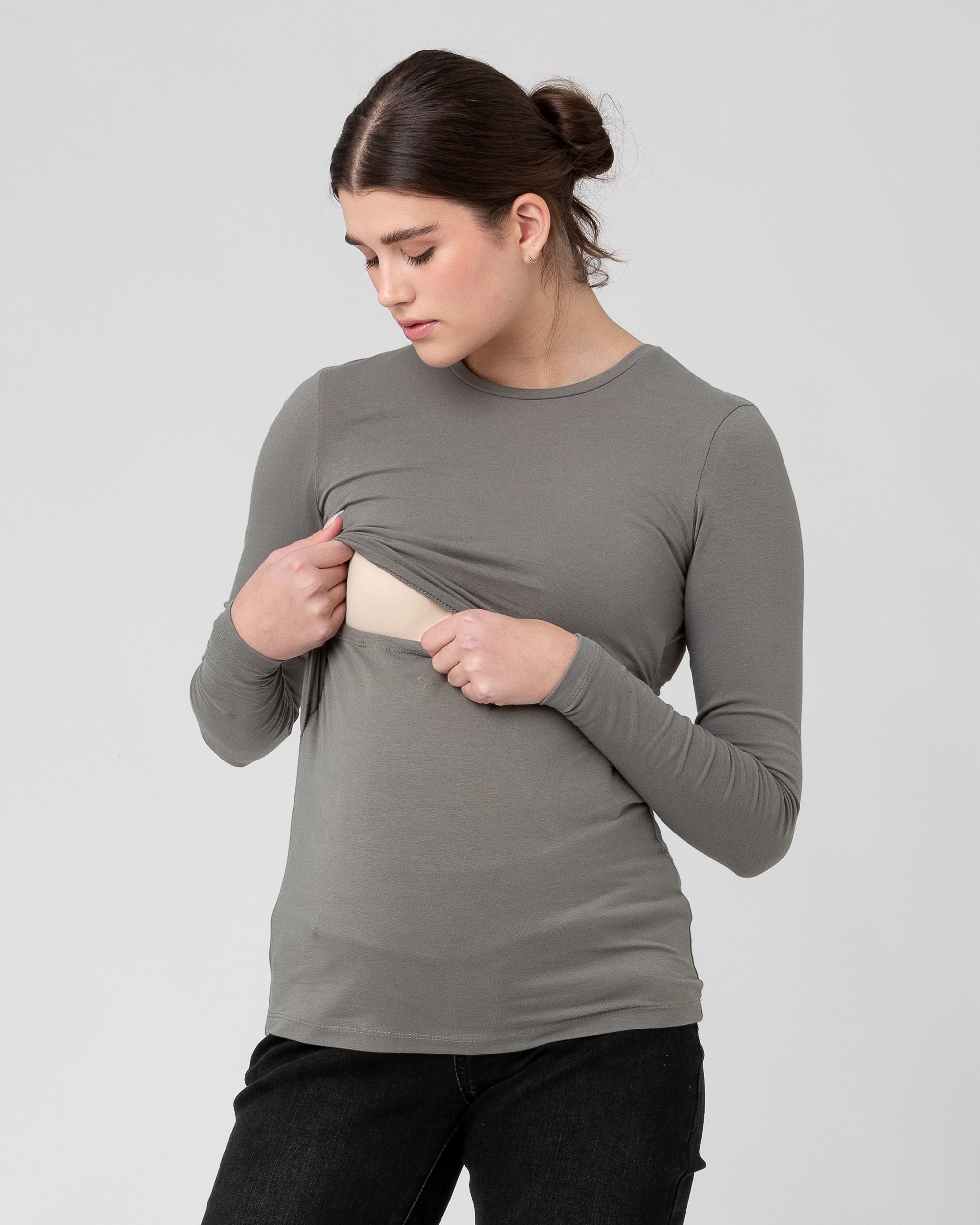 Org Cotton Nursing Top. Moss