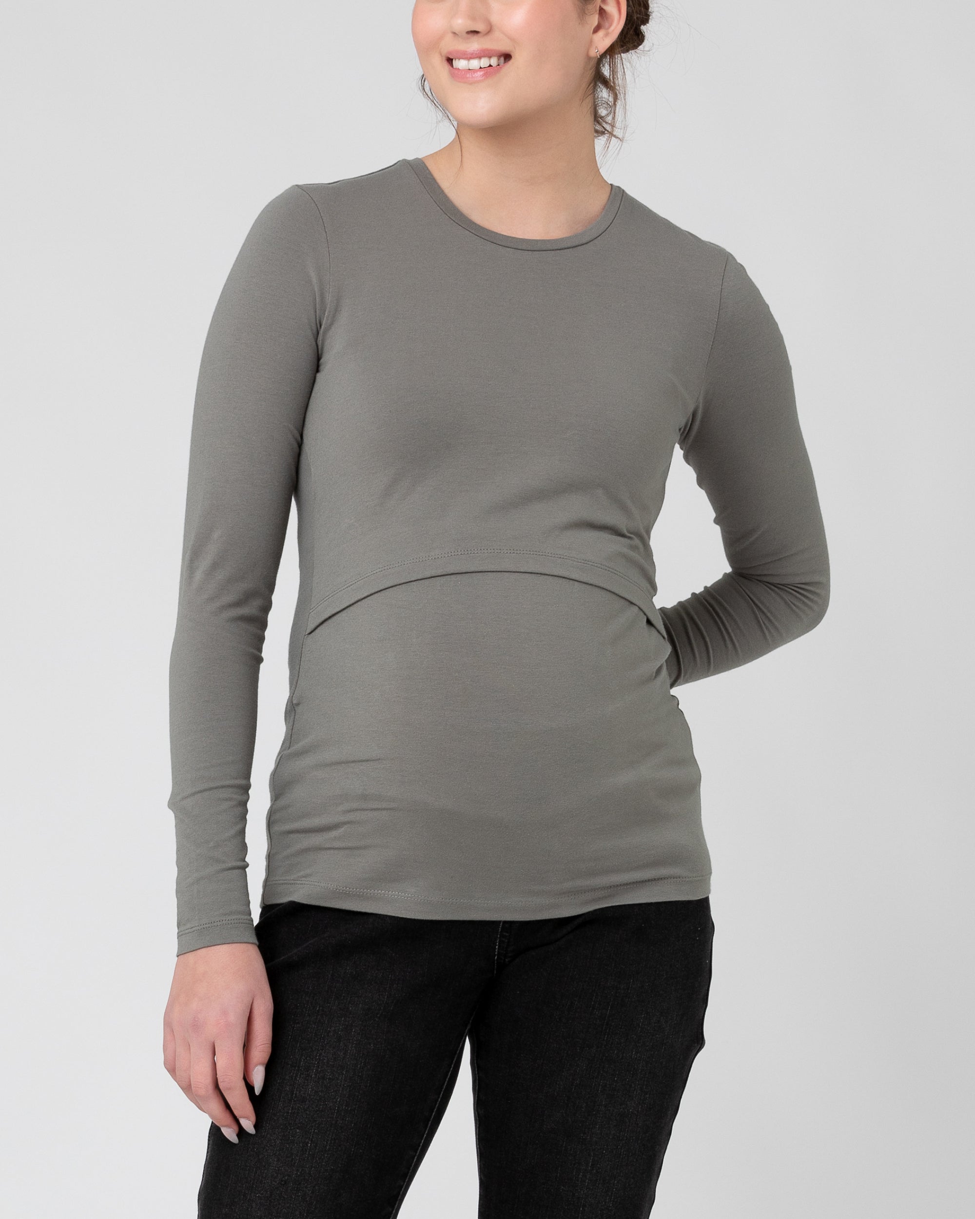 Org Cotton Nursing Top. Moss