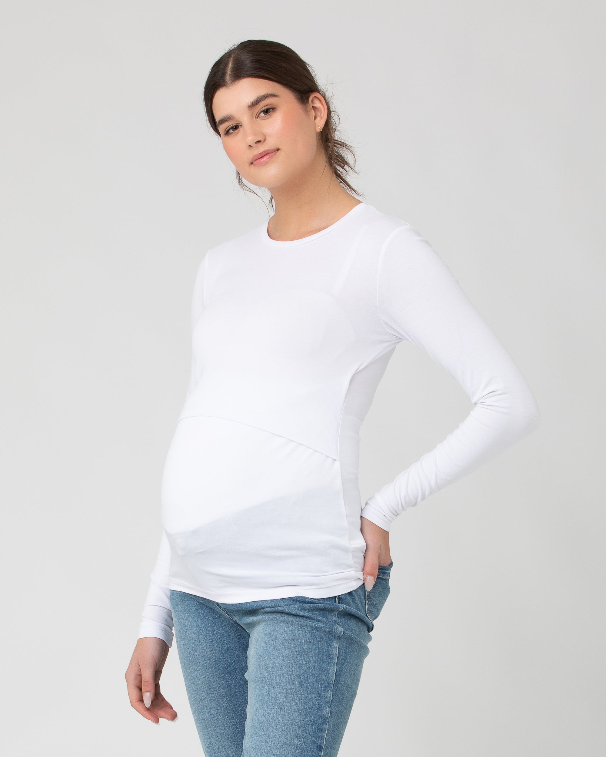 Org Cotton Nursing Top. White