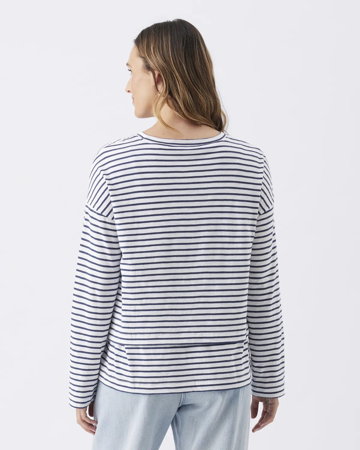 Claudette Long Sleeve Nursing Top White / Ink