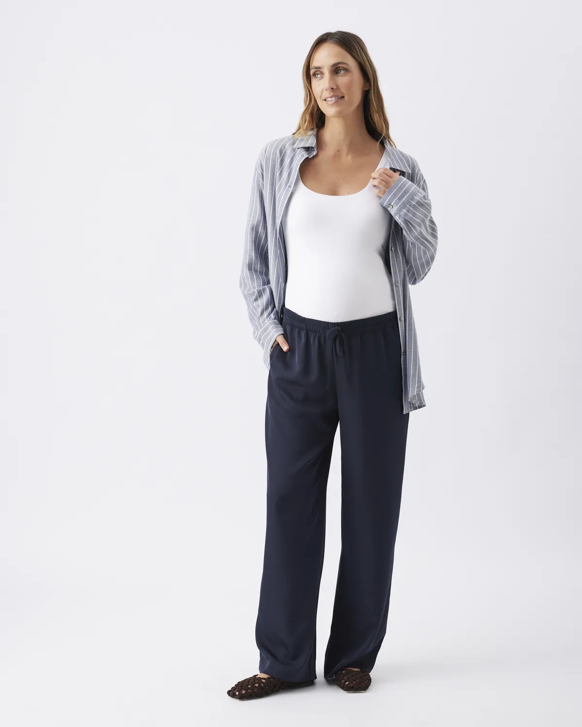 Millie Button Up Shirt Denim / White