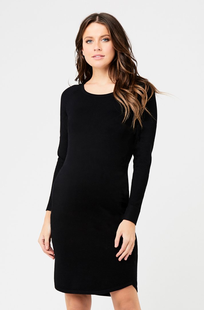 Ripe Valerie Striped Maternity Tunic Dress in Black/White Size Large