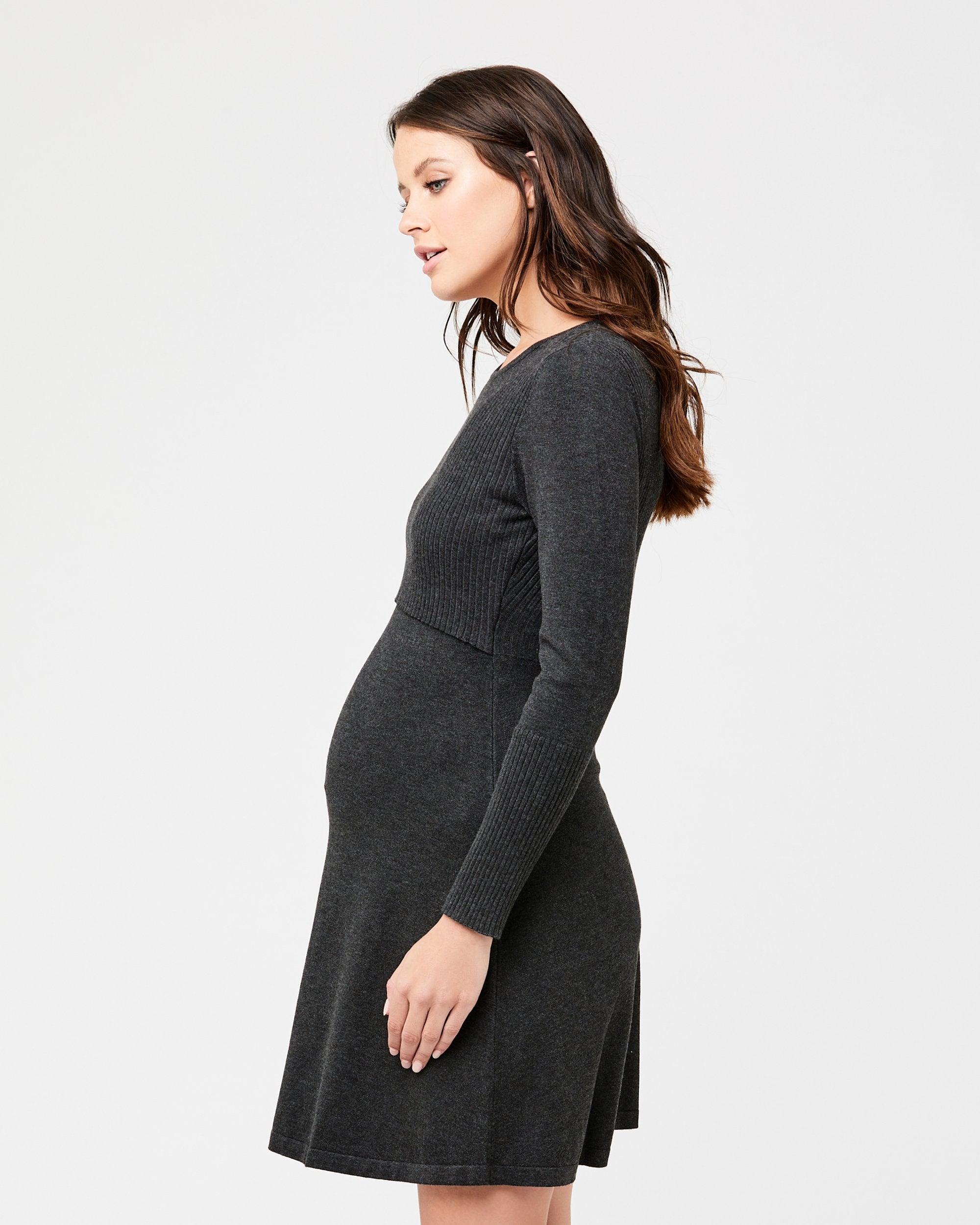 Molly Knit Nursing Dress Charcoal Marle