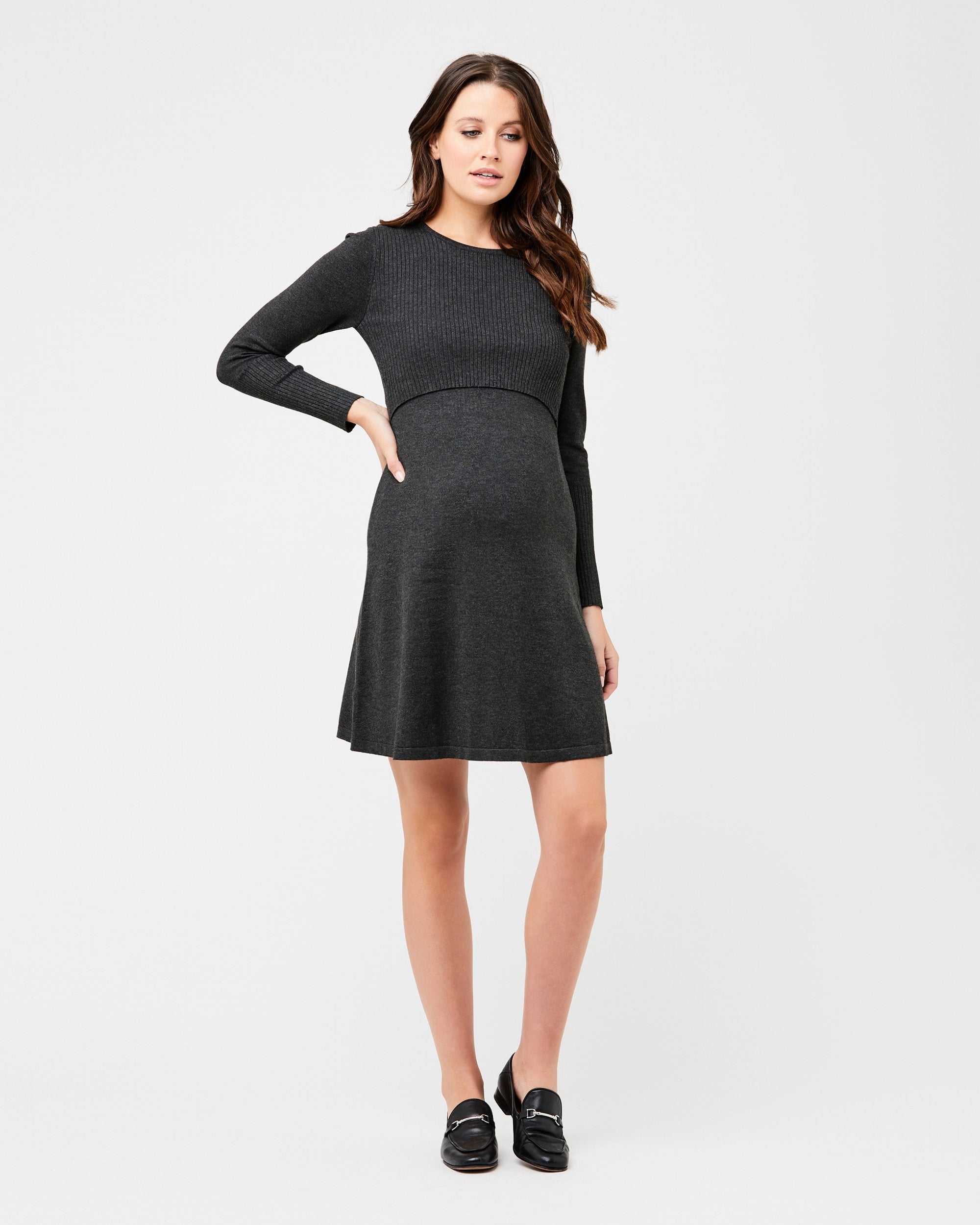 Molly Knit Nursing Dress Charcoal Marle