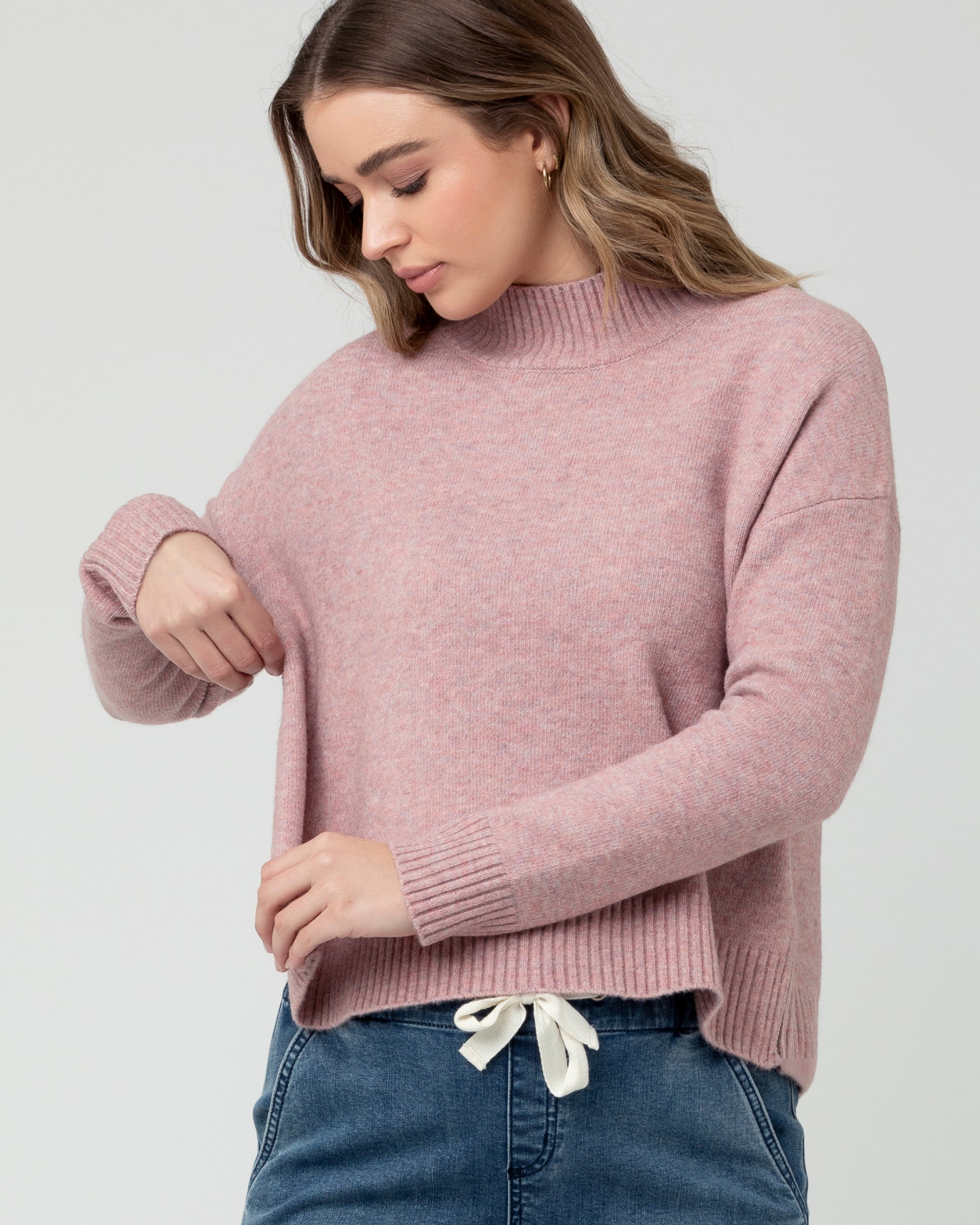 Jade Crop Nursing Knit Pink