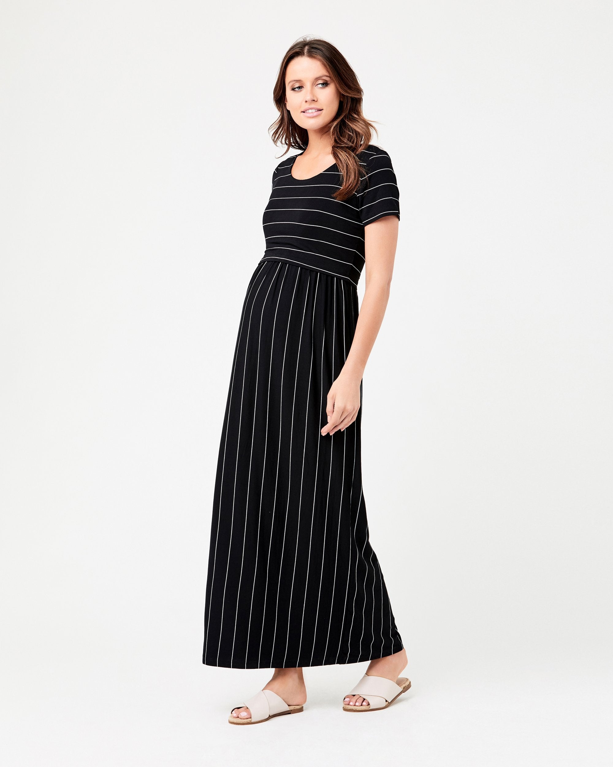 Maxi Crop Top Nursing Dress Black / Flint