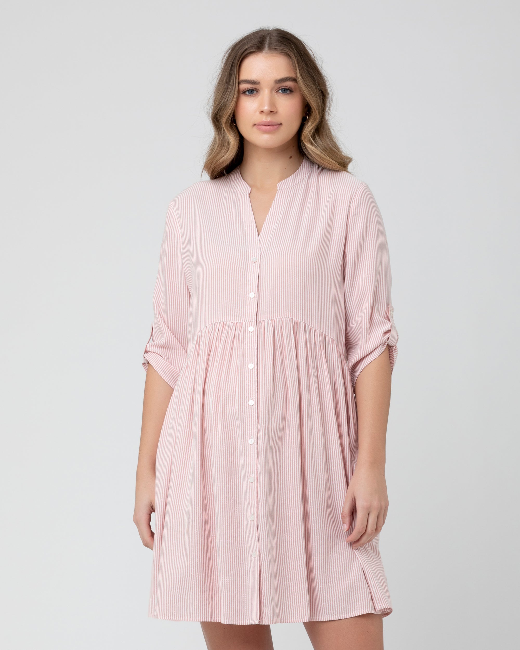 Sam Stripe Dress Terracotta / White