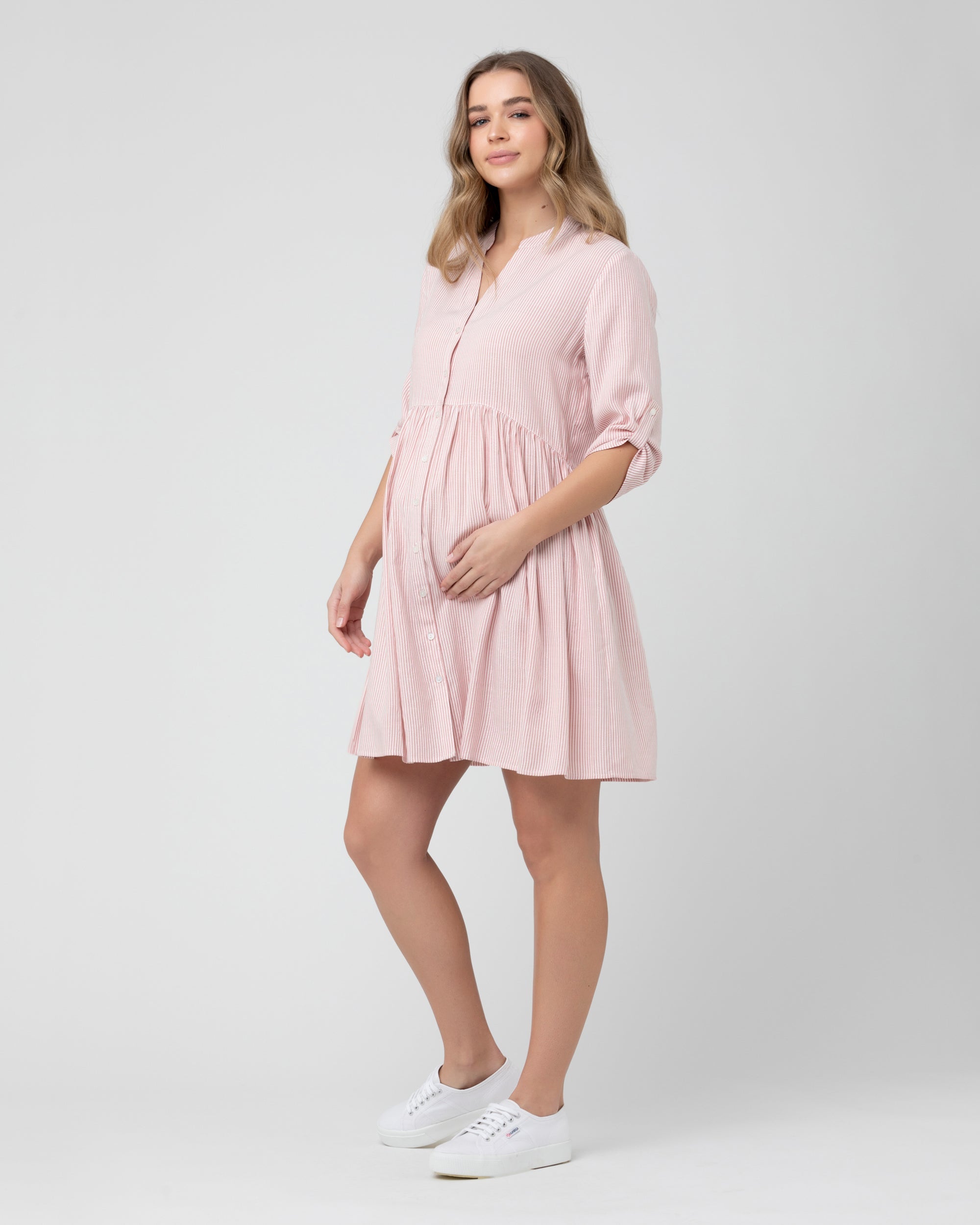 Sam Stripe Dress Terracotta / White
