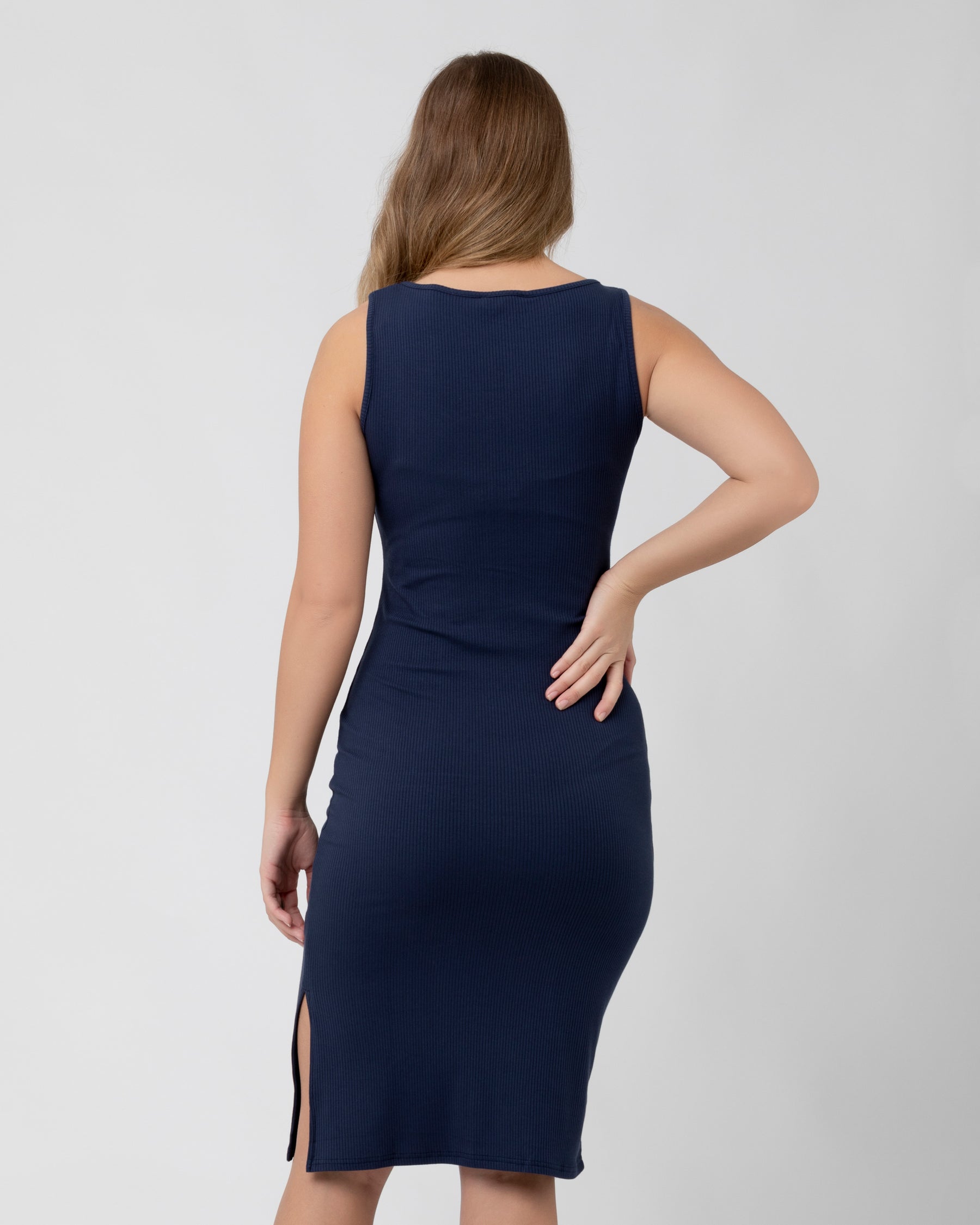 Penny Button Down Rib Dress Navy