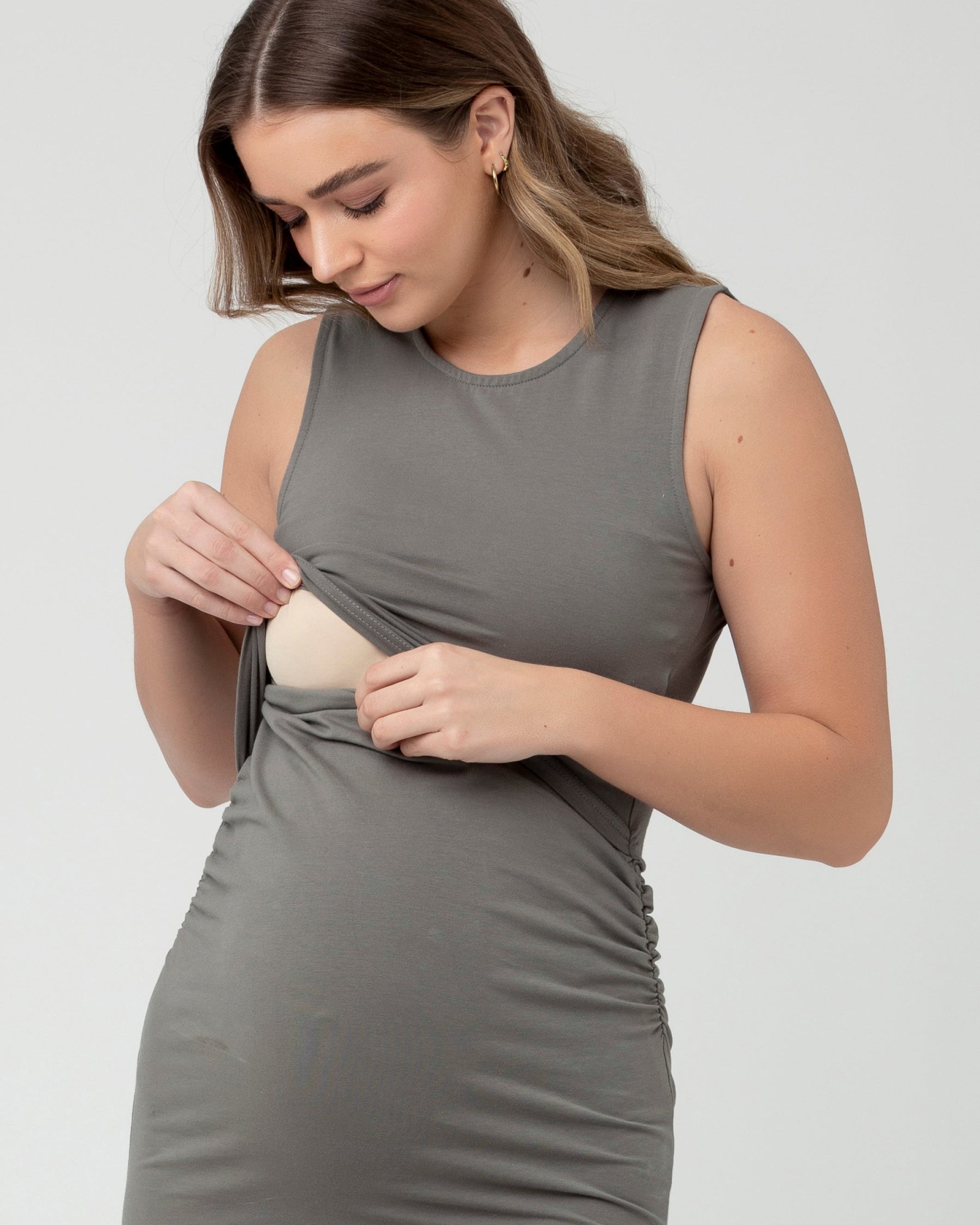 Organic Nursing Tank Dress Moss