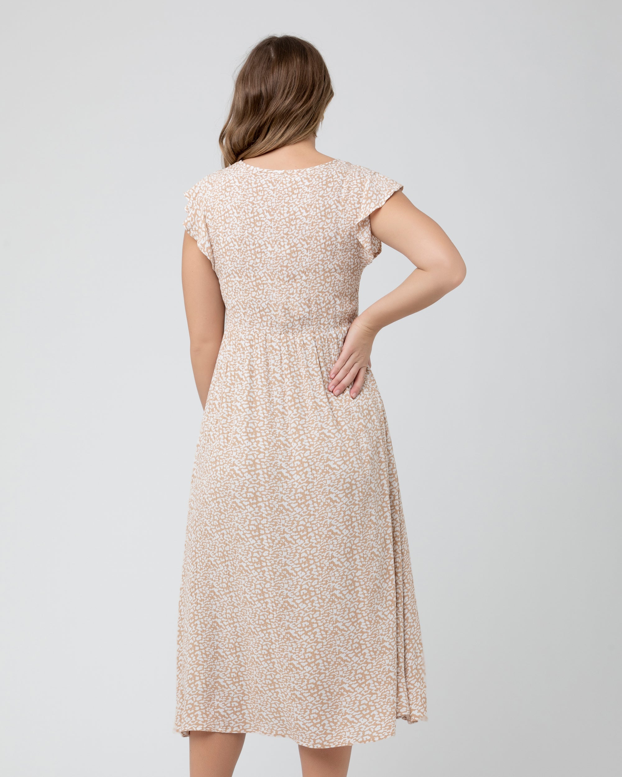Erika Shirred Dress Natural /White