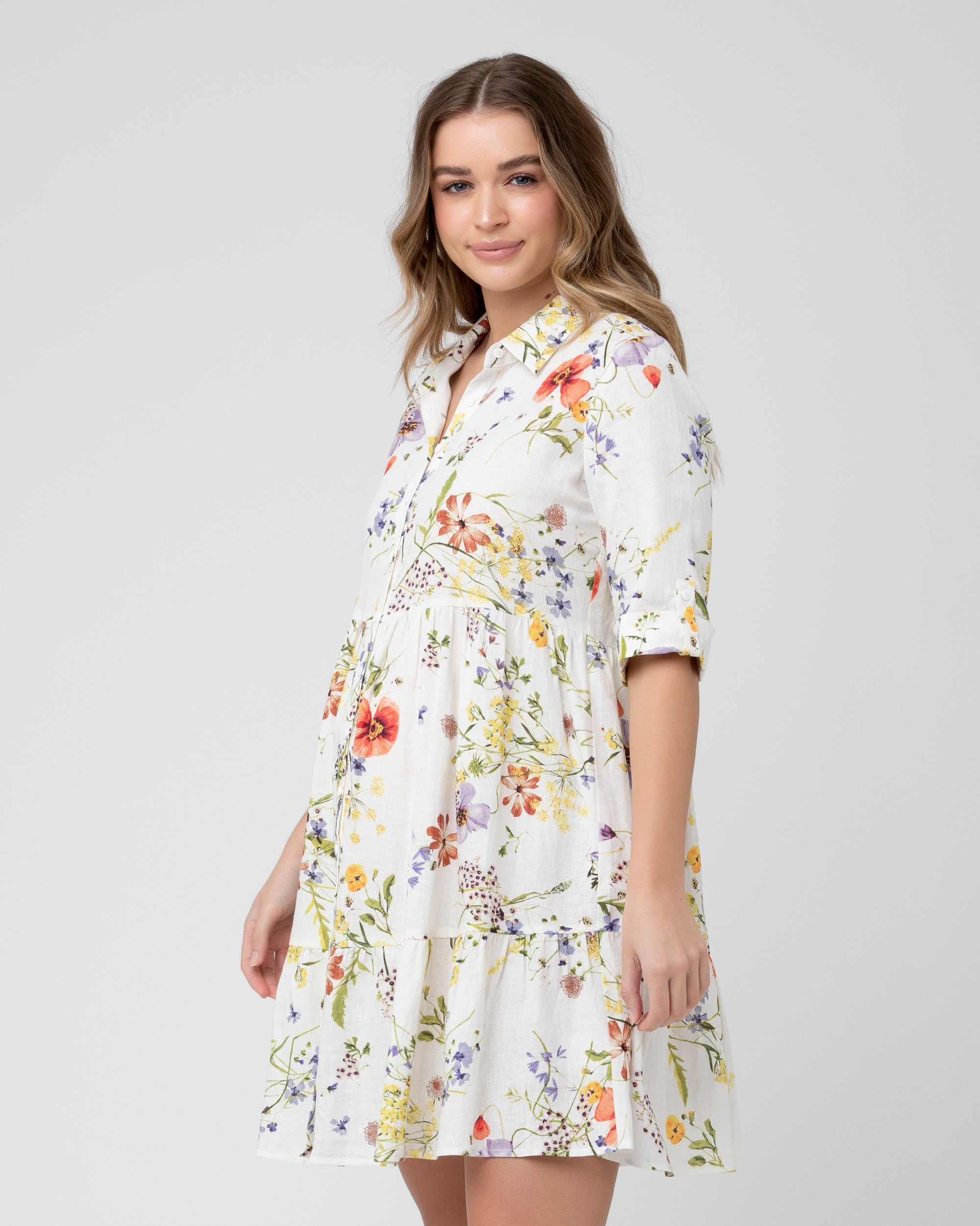Bloom Button Through Dress Natural