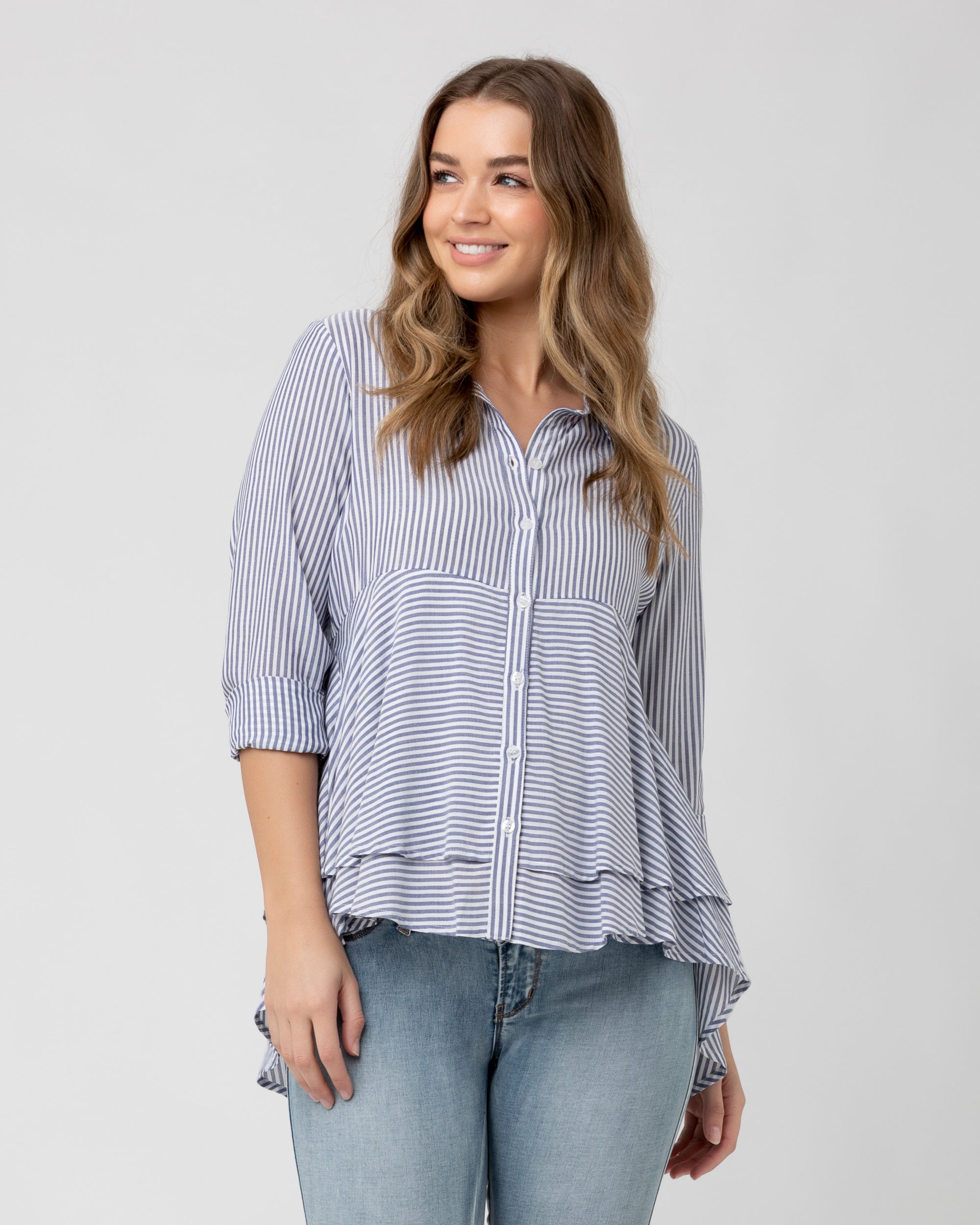 Striped peplum outlet shirt