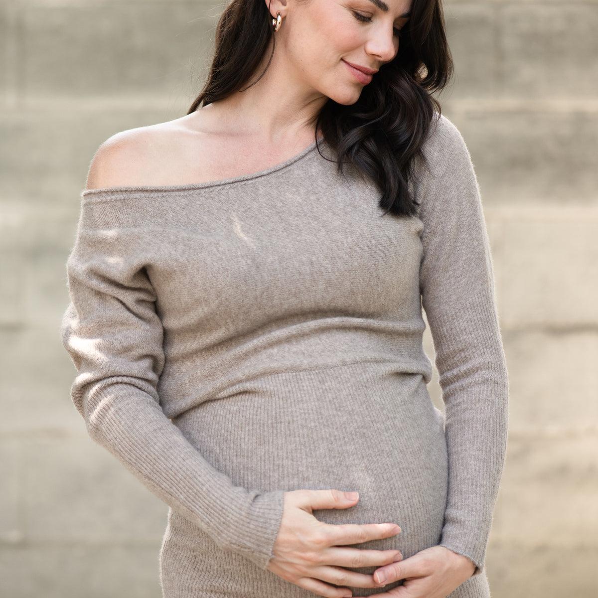 off the shoulder sweater dress maternity Tobie Knit styleattribute-sweetheart neckline and tie waist Men's Navy Blue Slim Category:White - Long OP 5-Piece Set