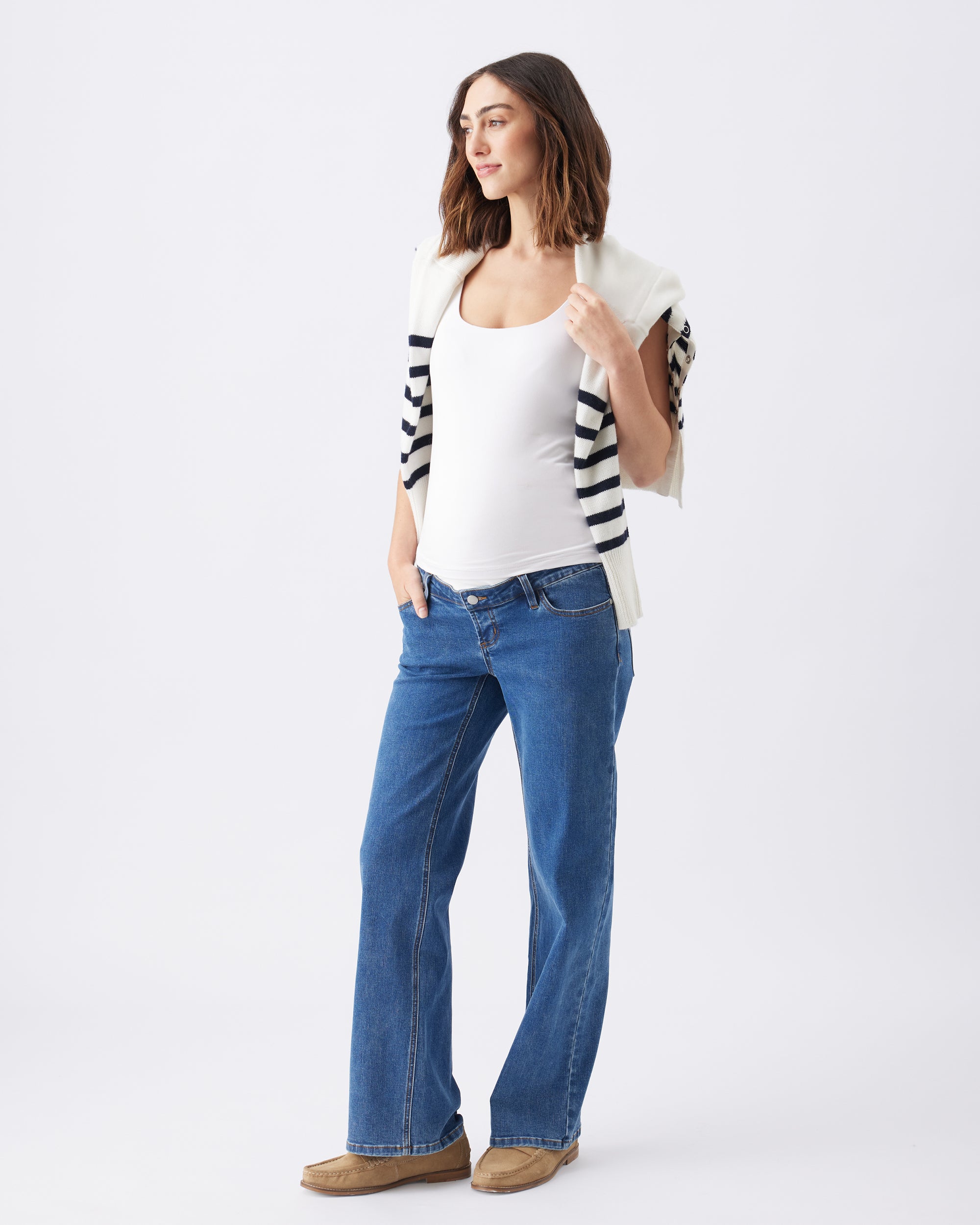 Hanna Nursing Knit  White / Navy
