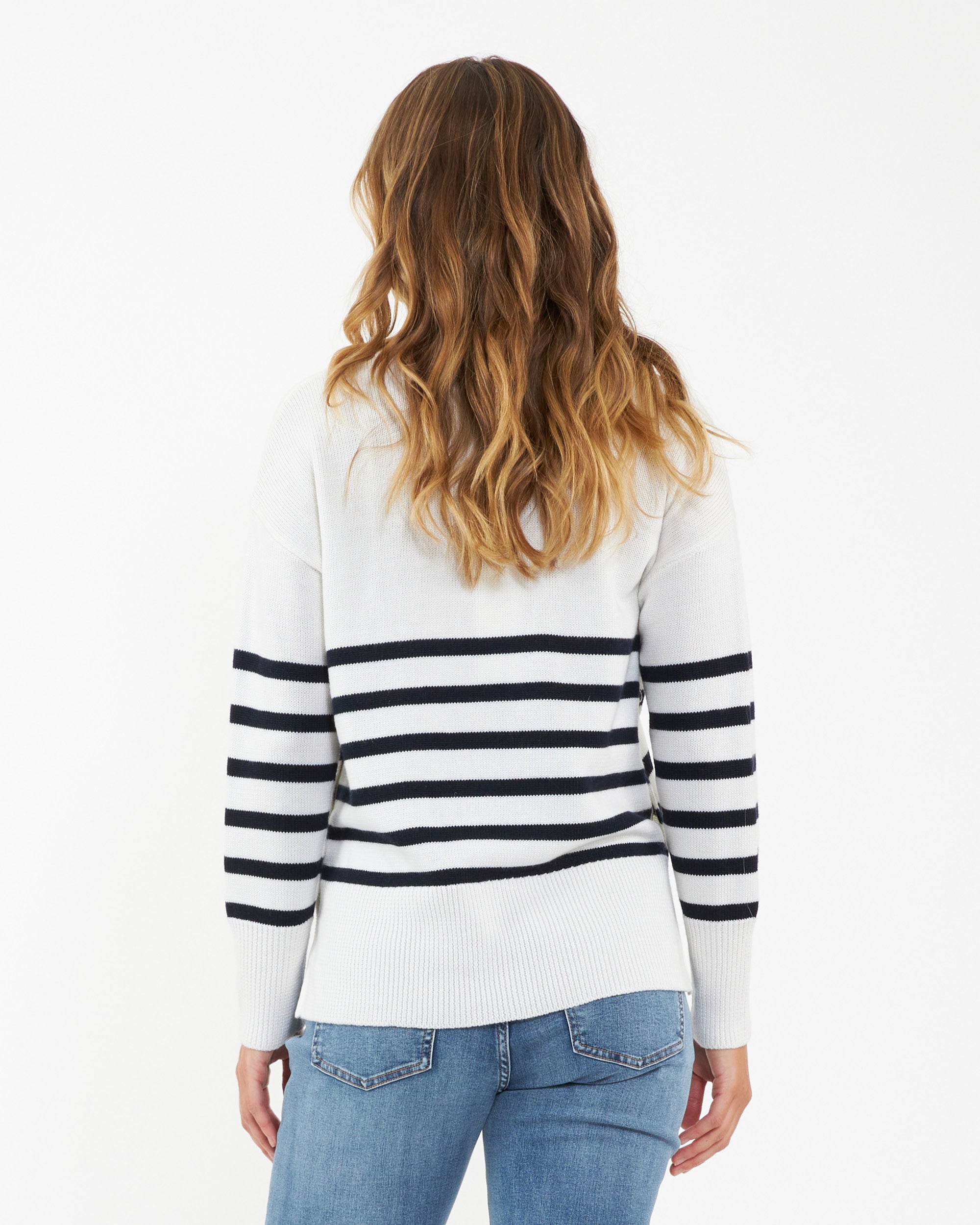 Hanna Nursing Knit  White / Navy